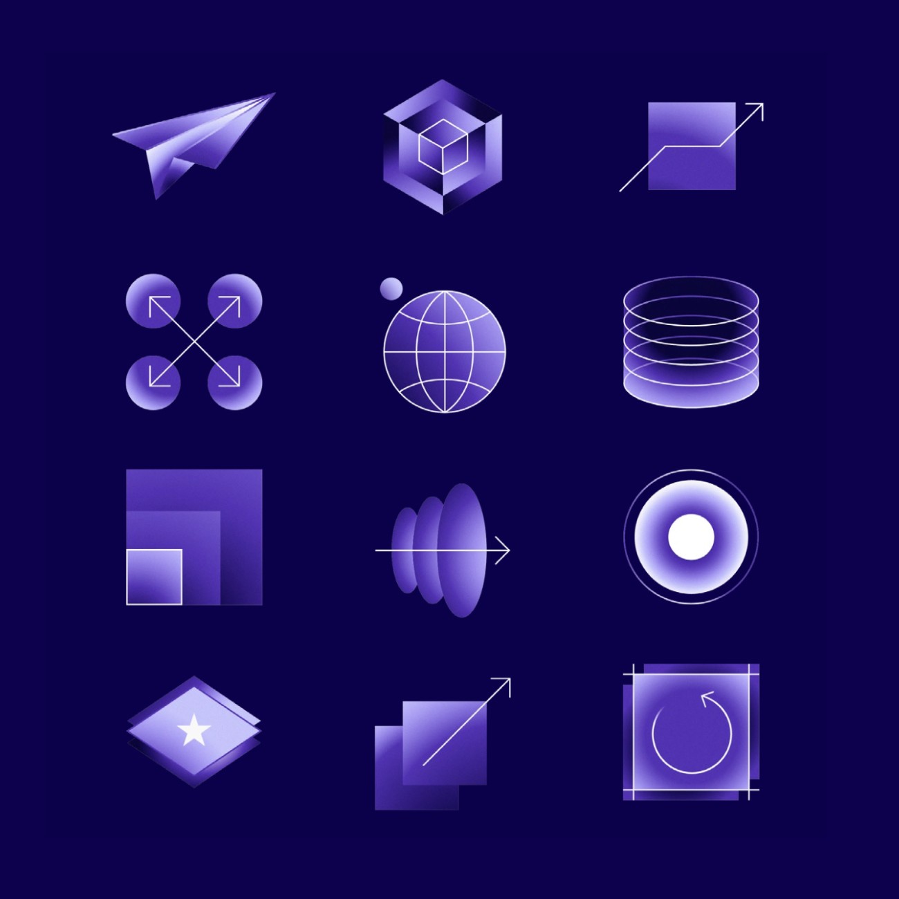 Several abstract pictograms developed for use on the pearson.com website