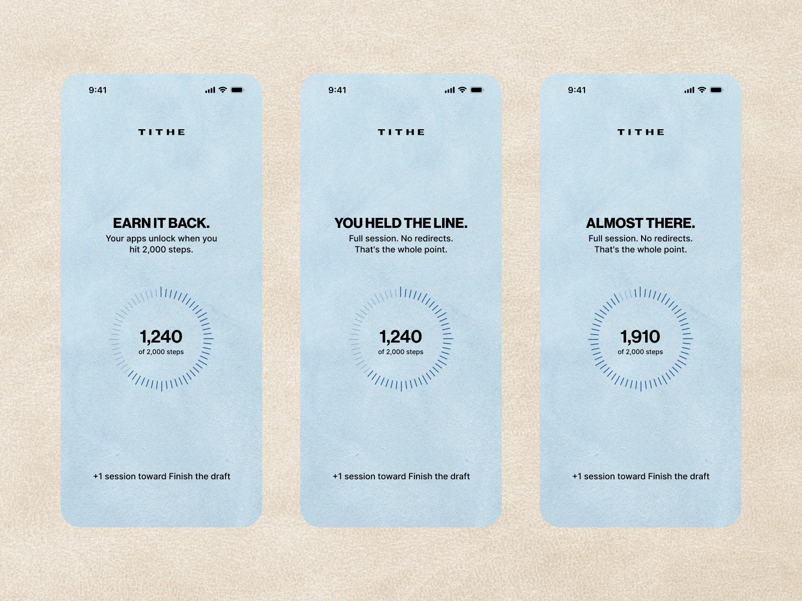 Tithe — Timer screen