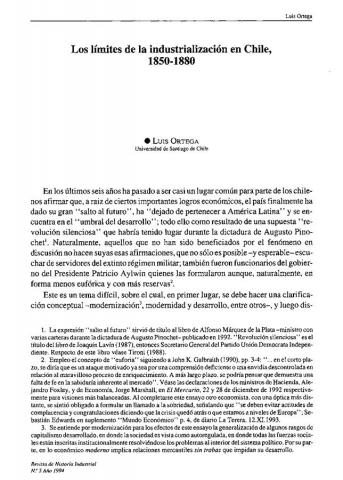 Los límites de la industrialización en Chile, 1850-1880