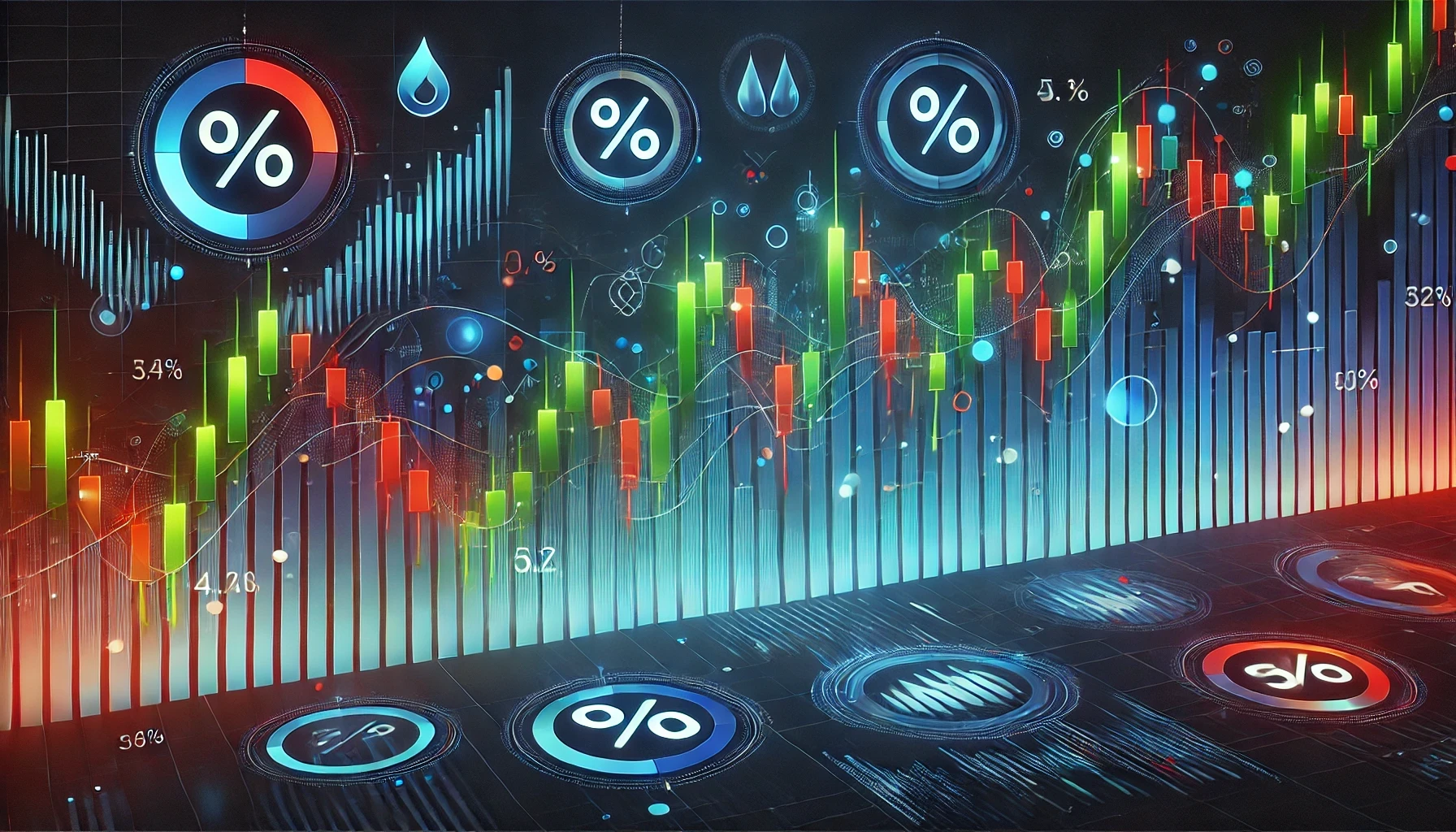 Crypto-themed image featuring charts, digital coins, and market trends, representing cryptocurrency trading and blockchain technology.