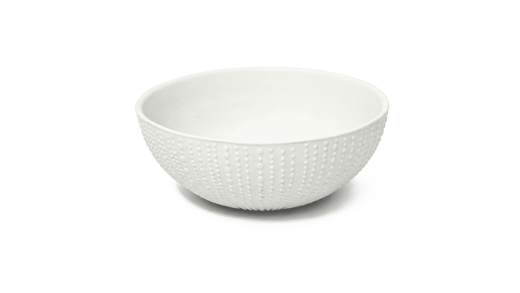 Bol en céramique blanc mat, kaolin, avec motif de pointillés en relief sur l'extérieur