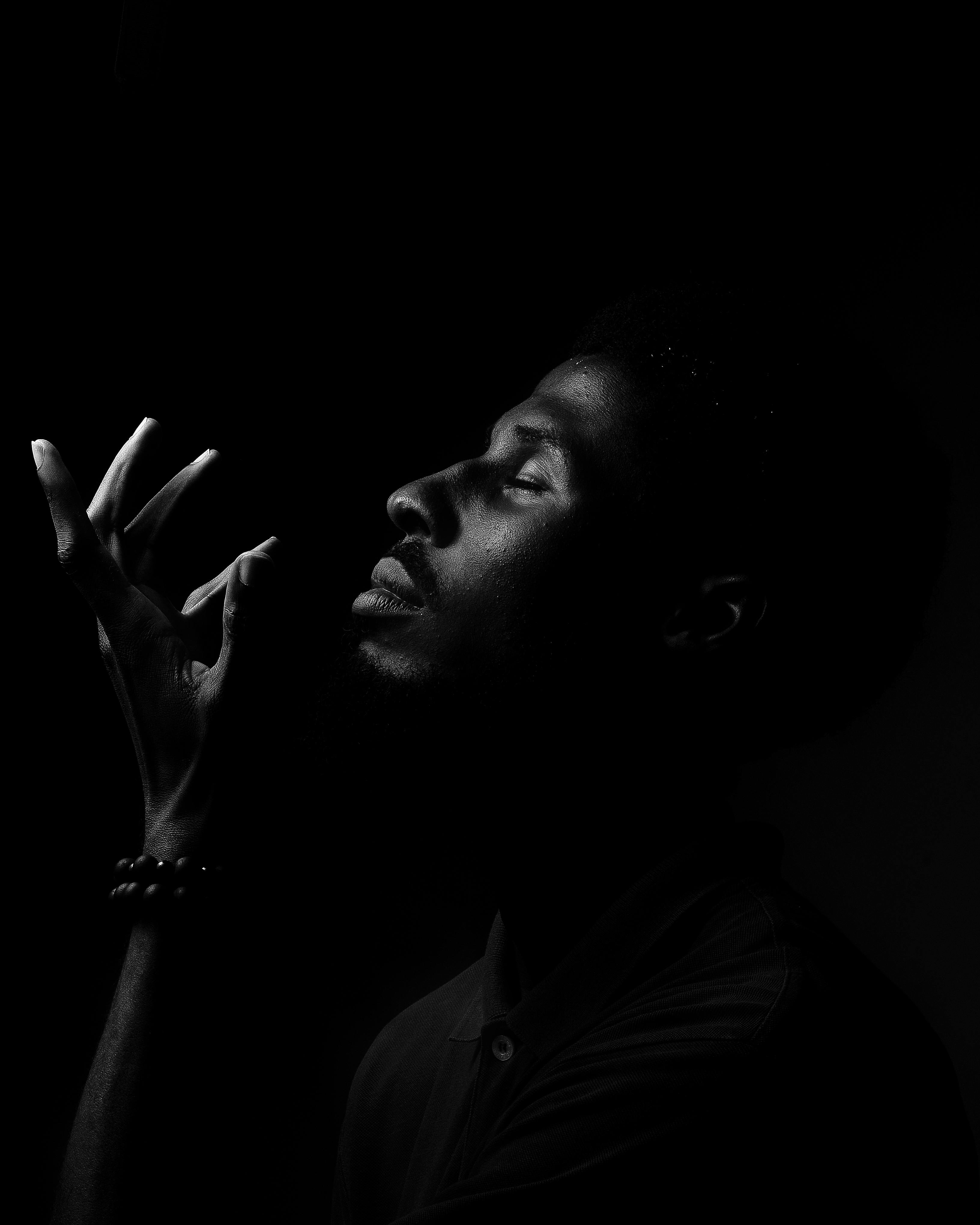 Dramatic Black and White Portrait of a Man