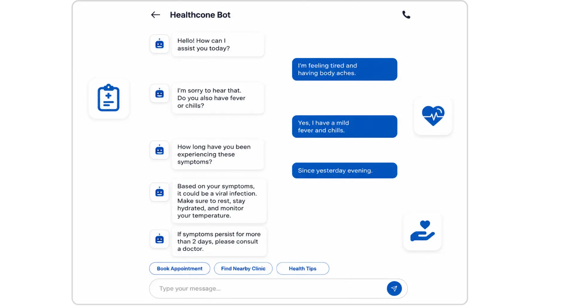 AI-powered healthcare support interface