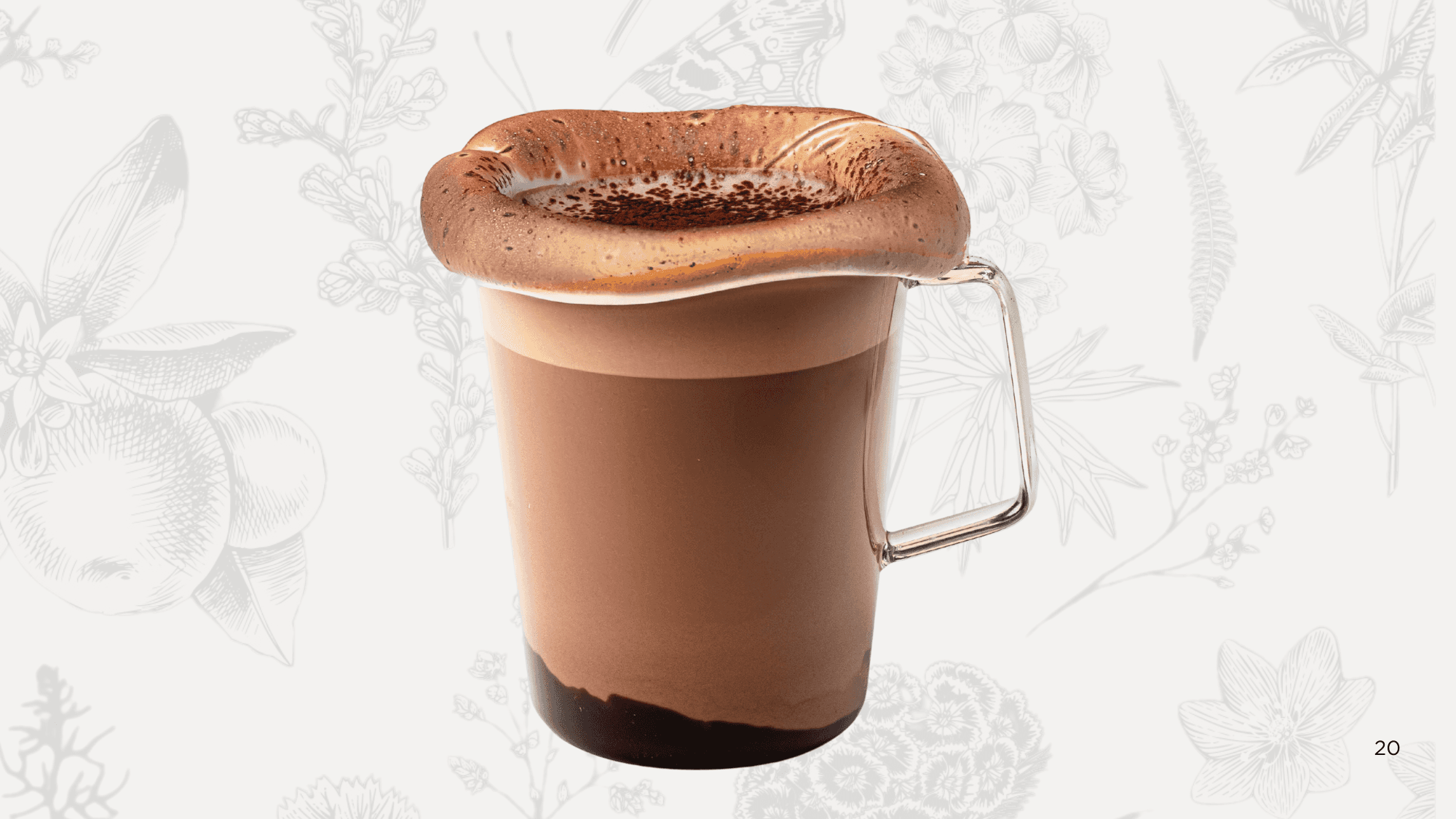 Creamy mocha with chocolate ganache, espresso, and steamed milk, finished with a toasted marshmallow on top.