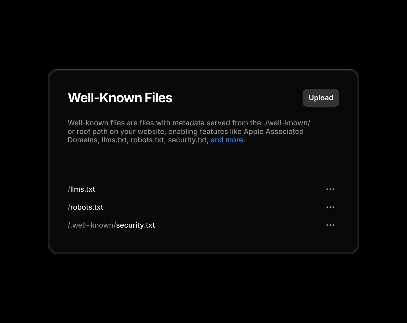 Add well-known files in Framer