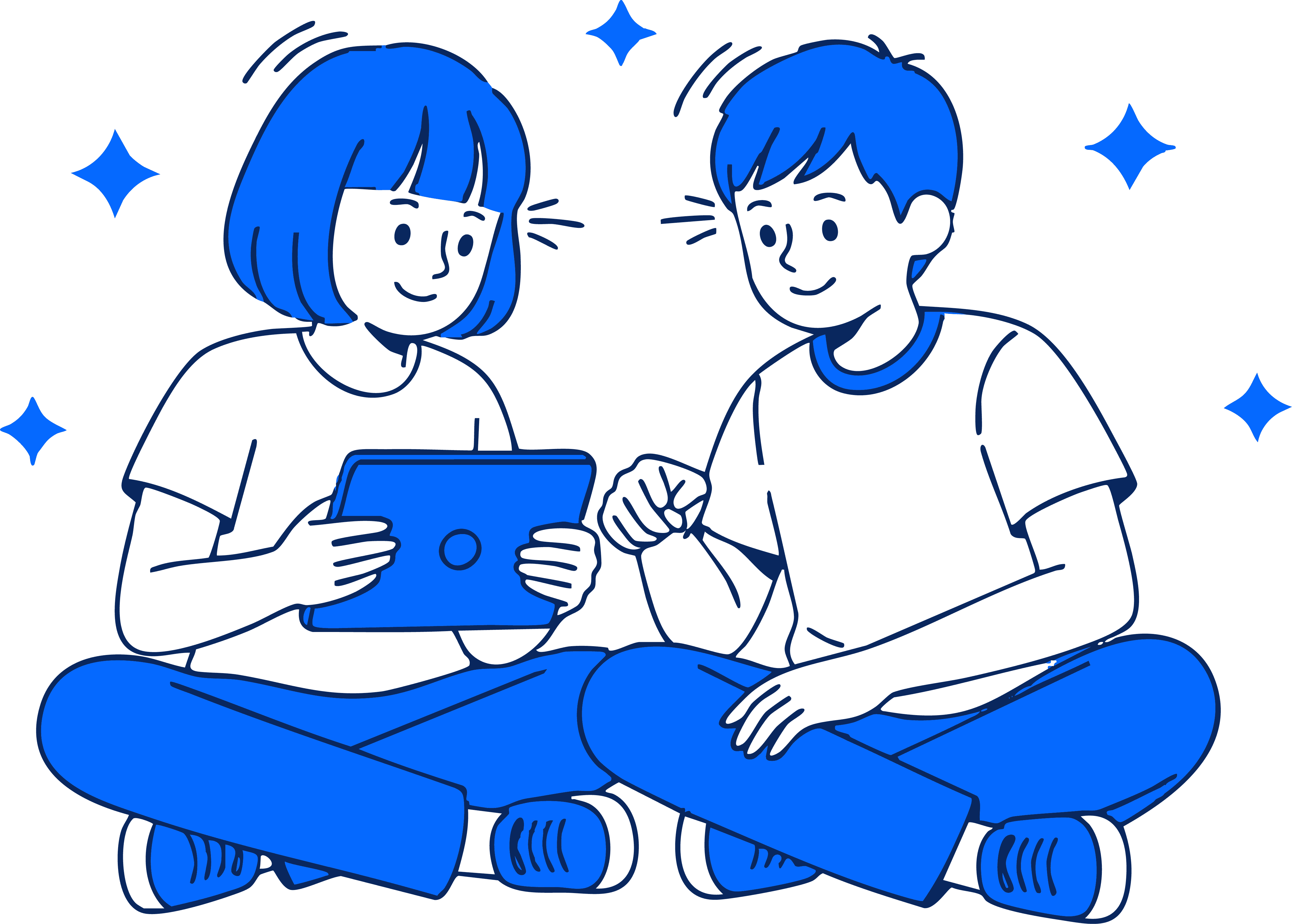 students on a tablet