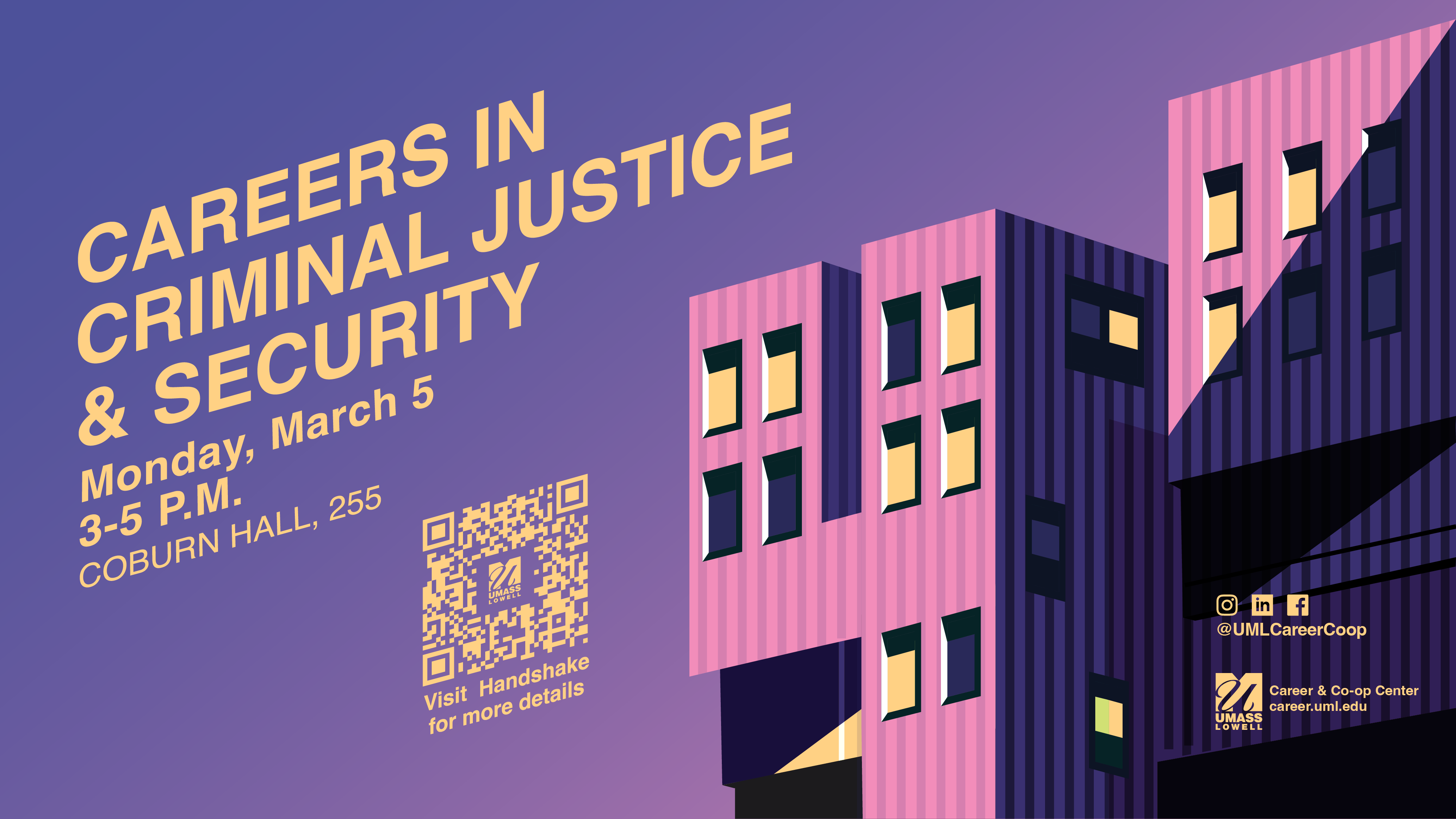 Spring career fair Digital Screen, Careers in Criminal Justice & Security