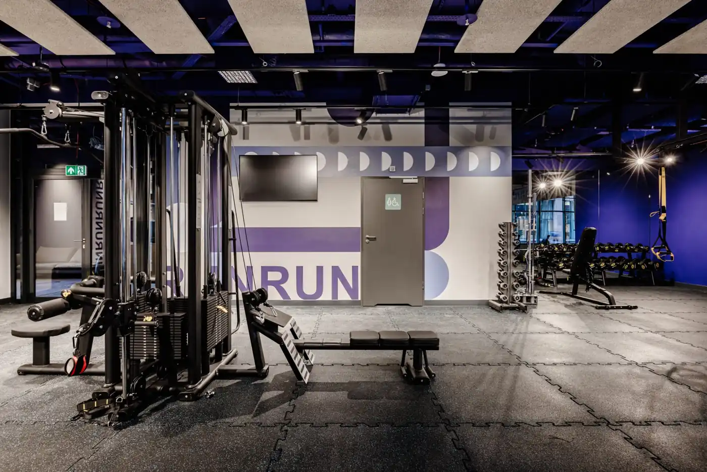 Fully equipped gym in modern student accommodation in Warsaw