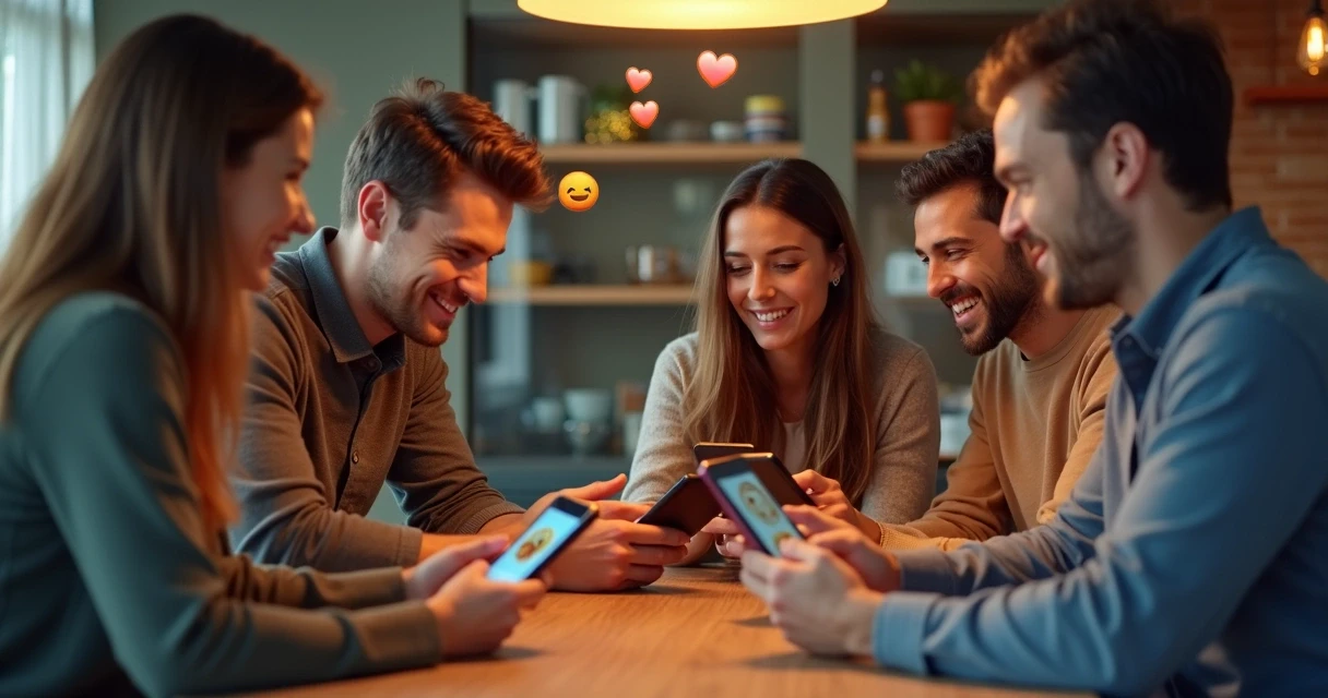 Grupo de pacientes trocando mensagens em app de celular. 