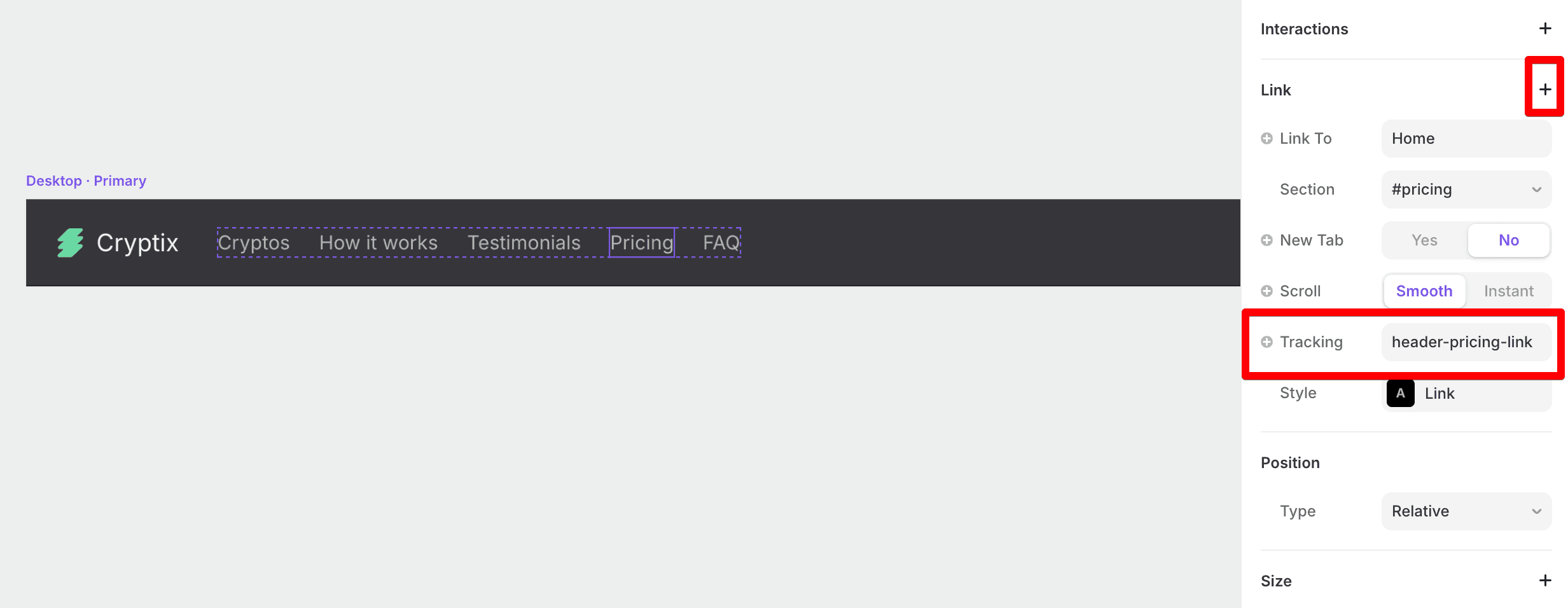 How to set Tracking in Framer