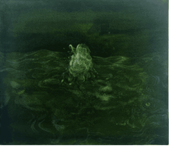 herd of sheep on road painting