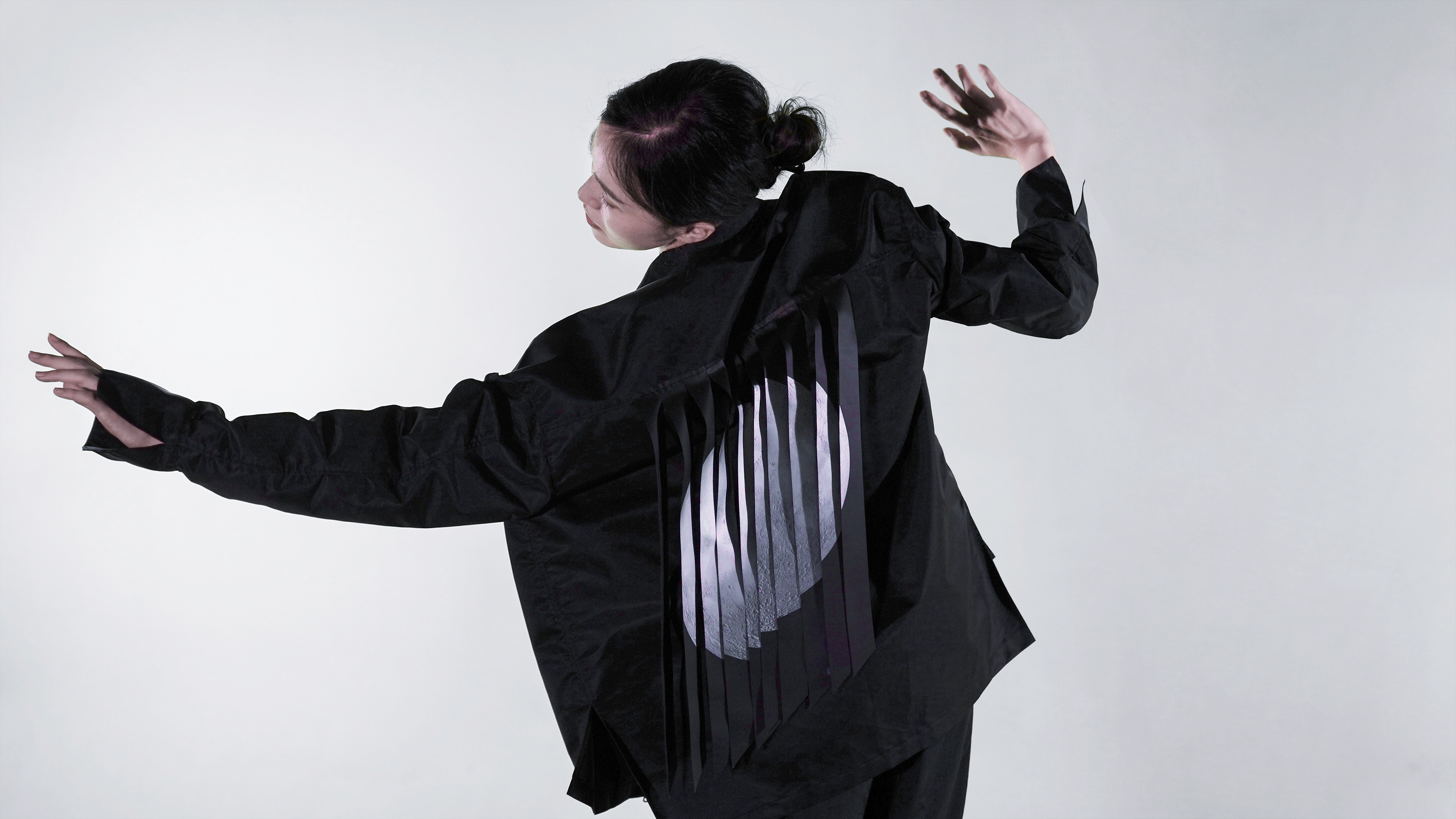 shredded graphic jacket with dancer