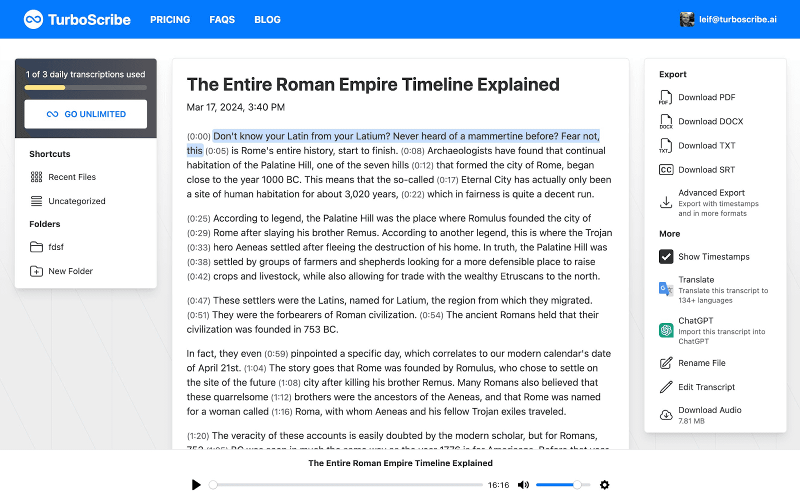 TurboScribe screenshot