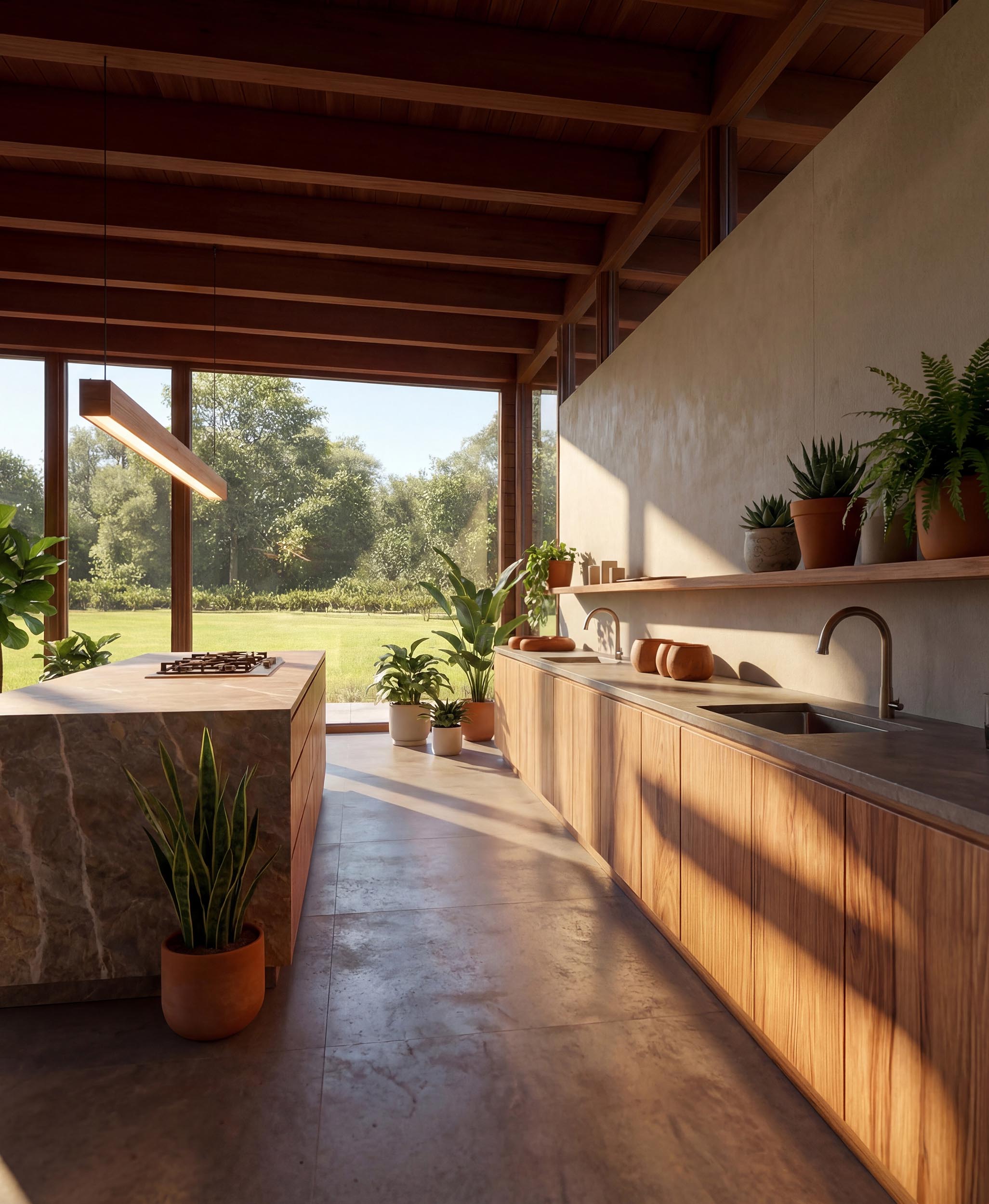 Small workshop with a metal table in the middle