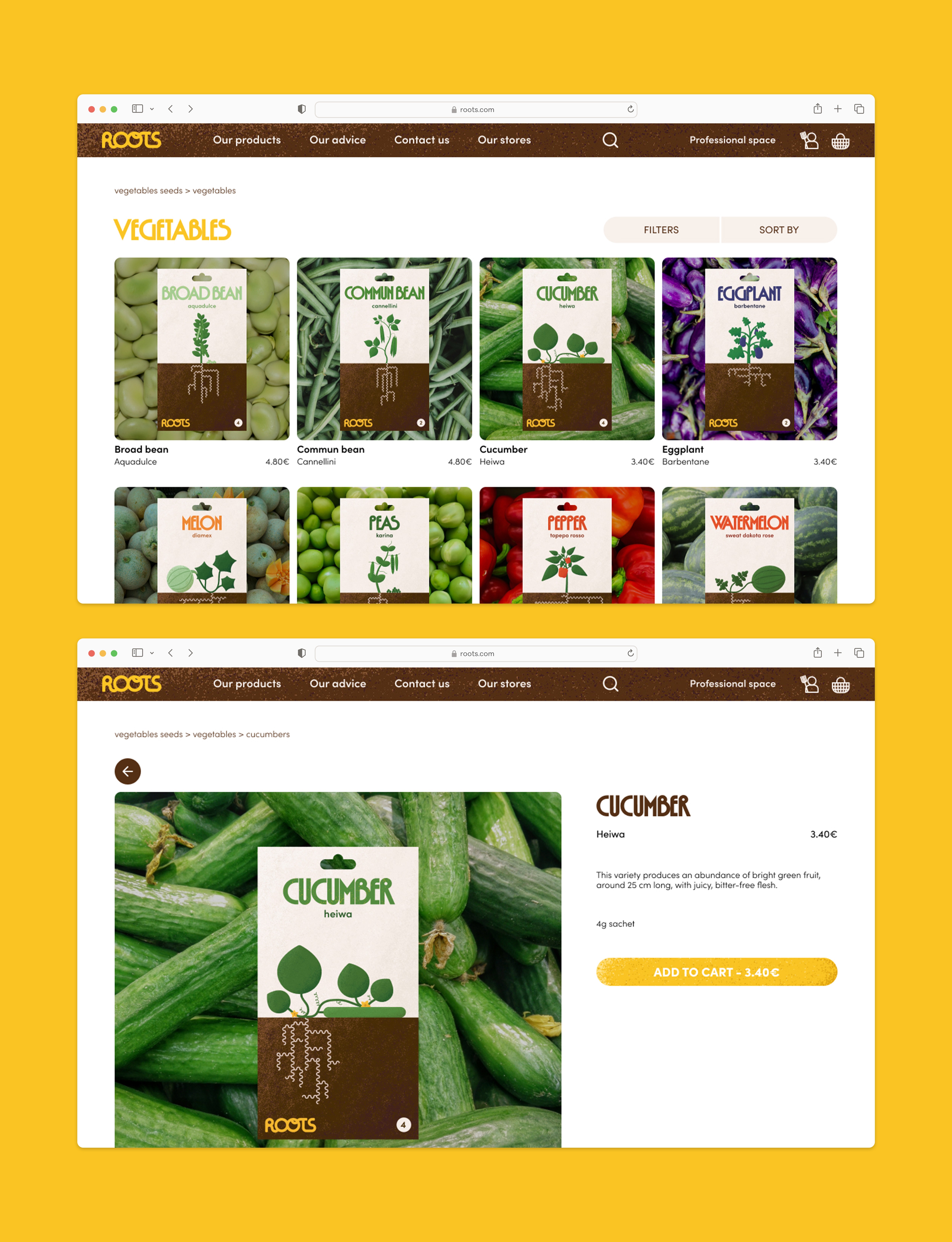 Deux pages du site internet