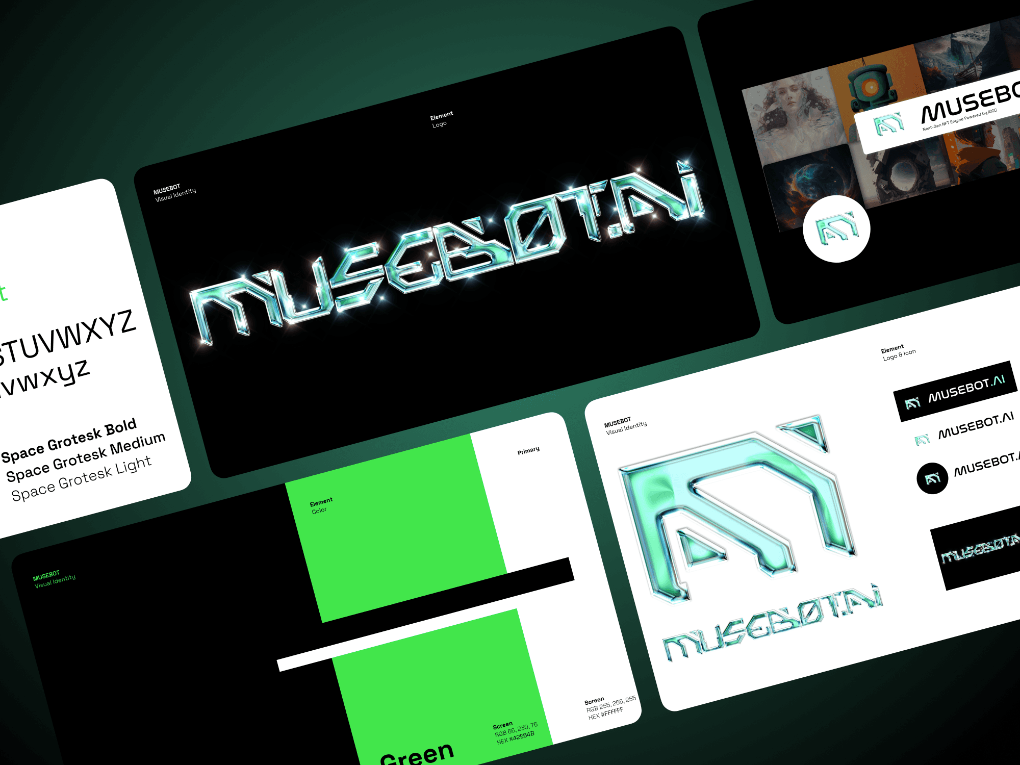 Logo design for MuseBot.AI by VaporAviator, combining AI-driven creativity with a sleek, futuristic visual identity.