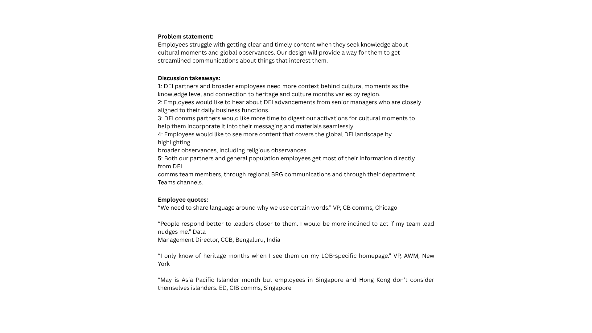 problem statement and key findings