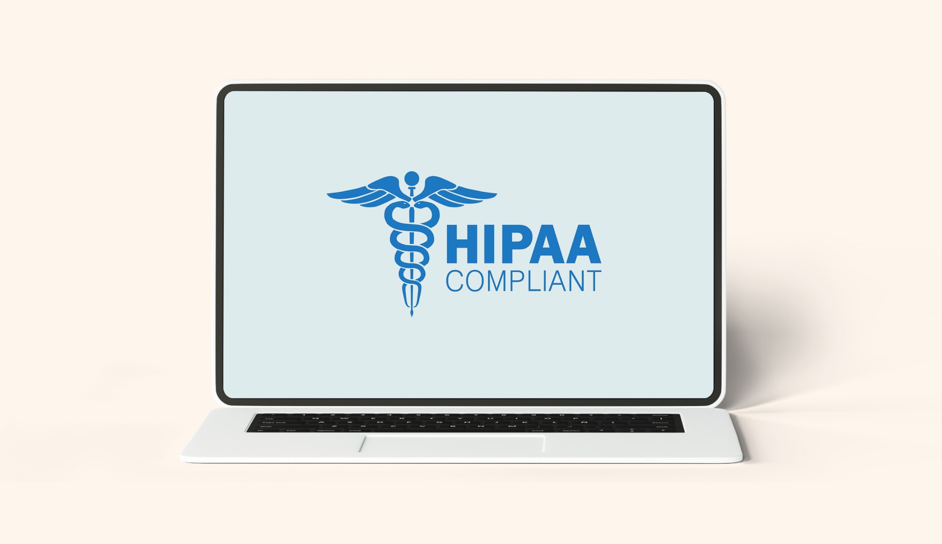 image of a laptop with the hipaa logo on the scren