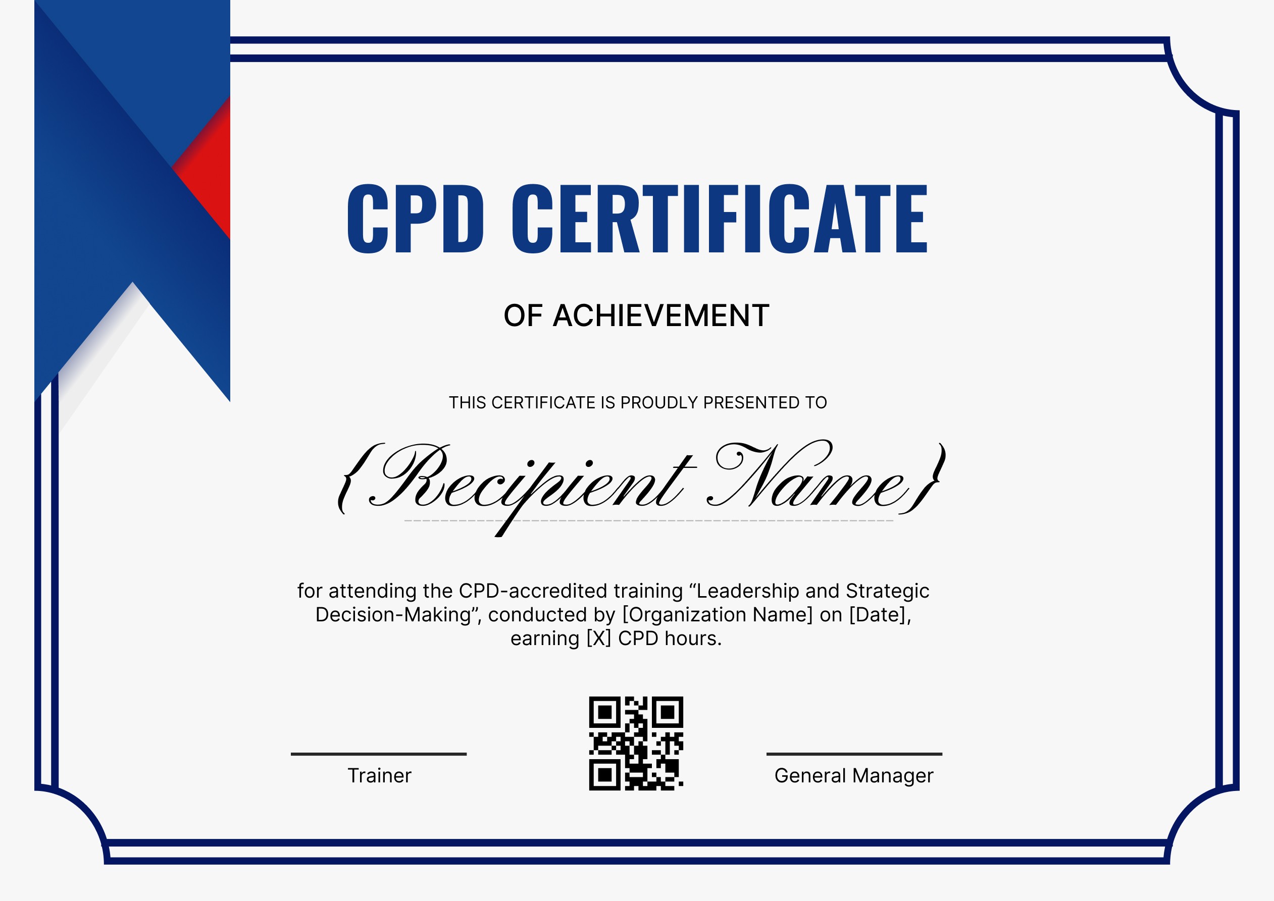 Wauld - Universal and professional CPD certificate template