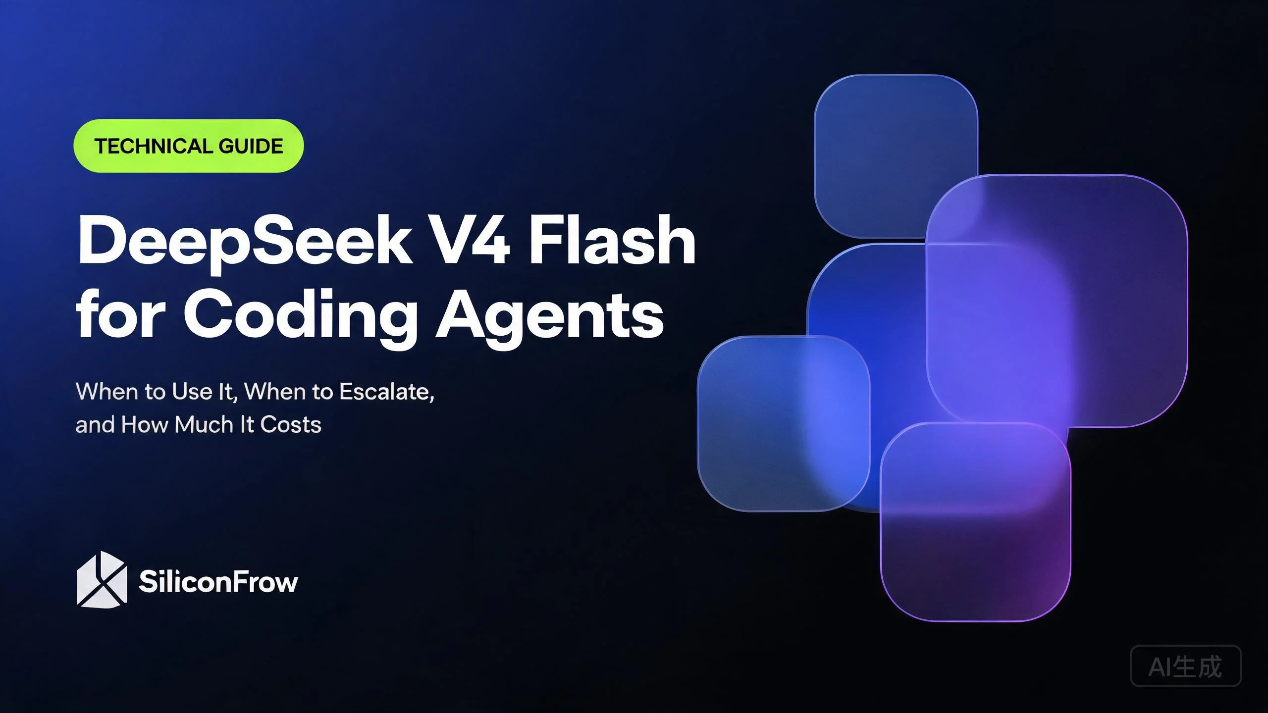 DeepSeek V4 Flash for Coding Agents — cover image showing AI coding assistant with code and lightning bolt