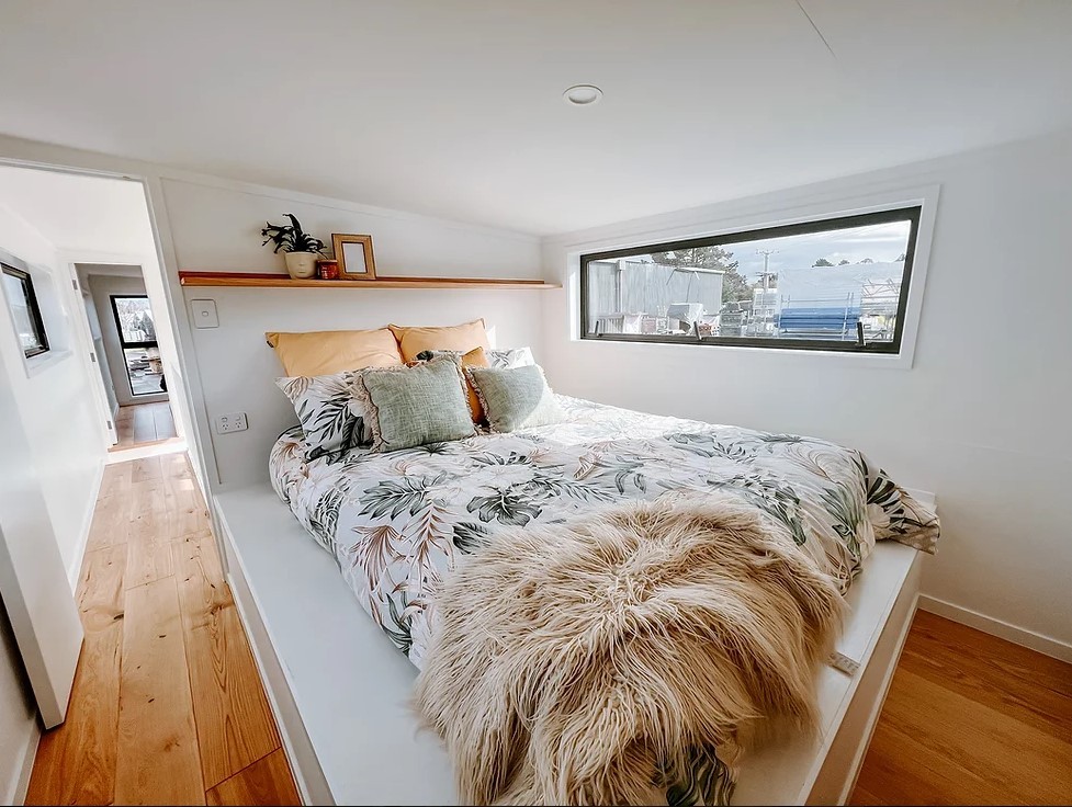 Loft Bedroom with wrap around standing height walkway - Shayes Tiny homes