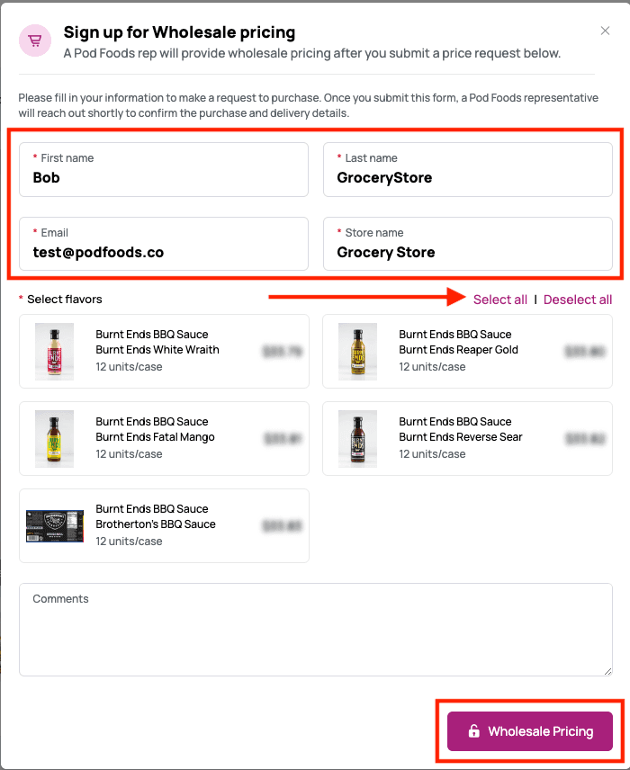 SKU Page - Requesting Wholesale Pricing