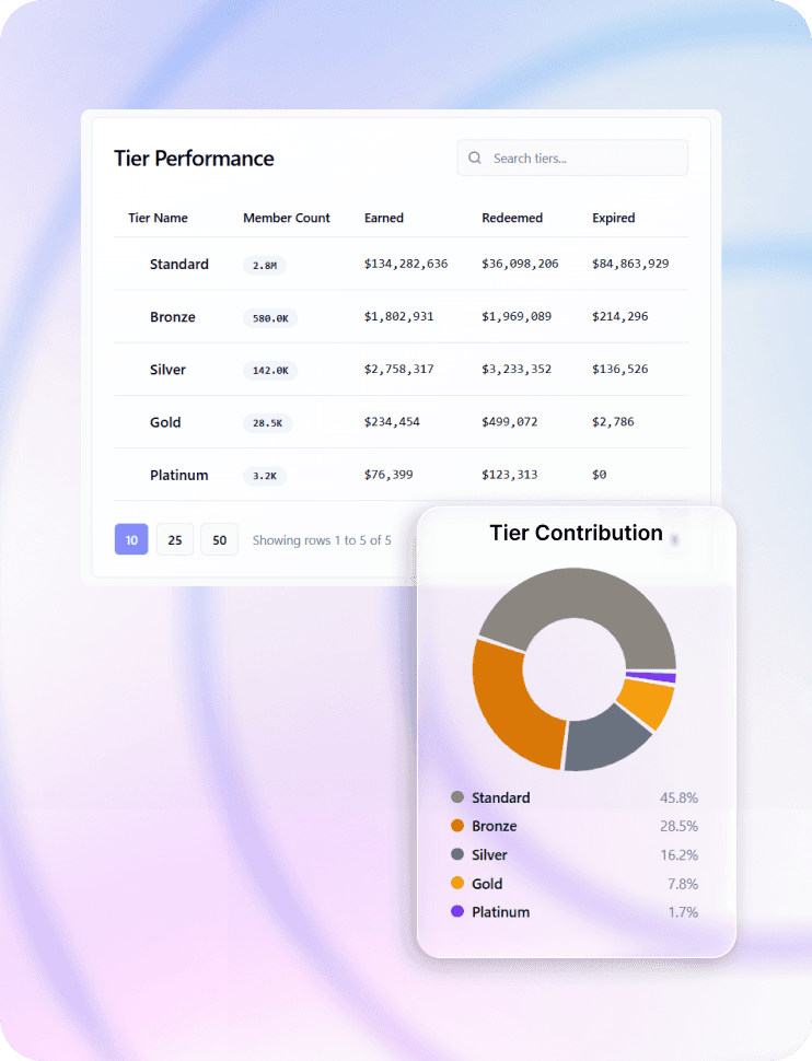 Performance dashboard of Tier-Based Point Earning of your customers