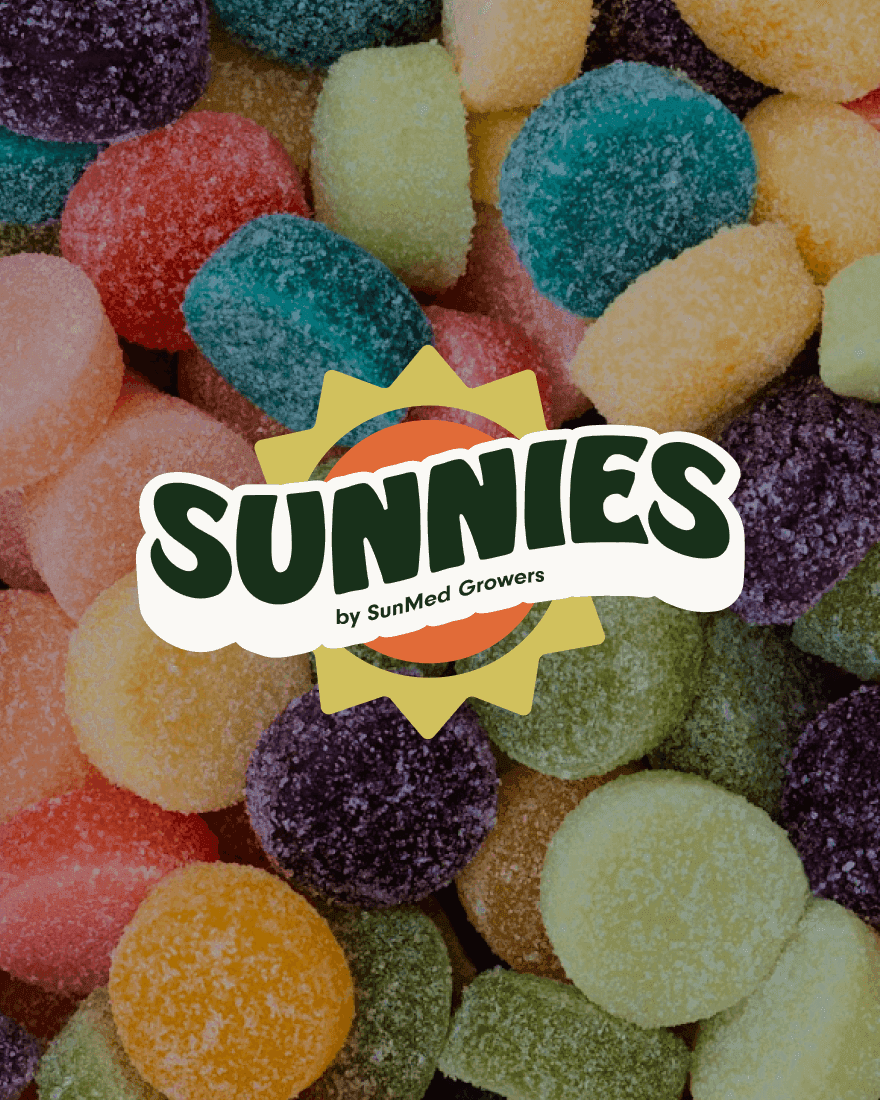 Sunnies logo over gummies