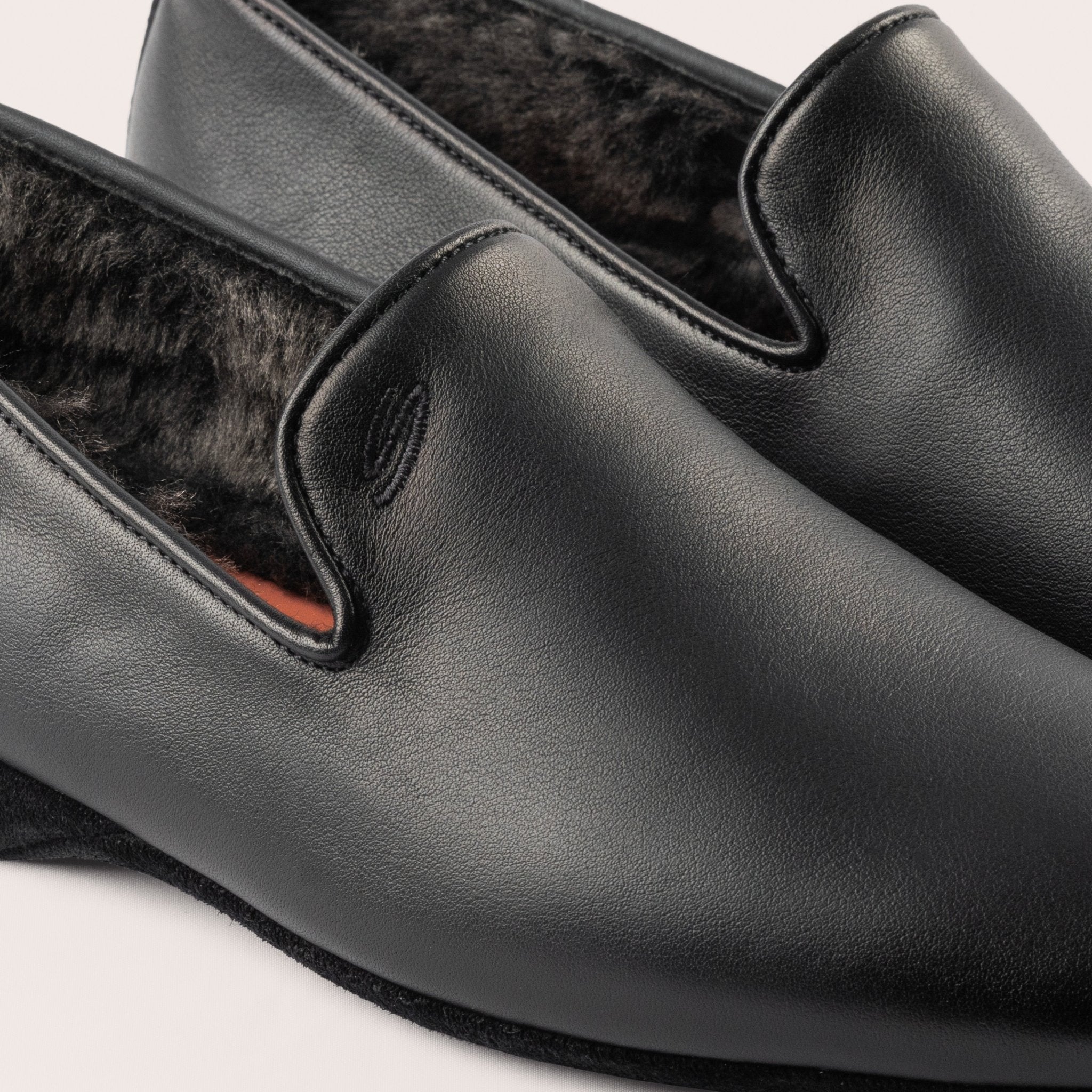 Men's polished blue leather slipper - Mandelli UK