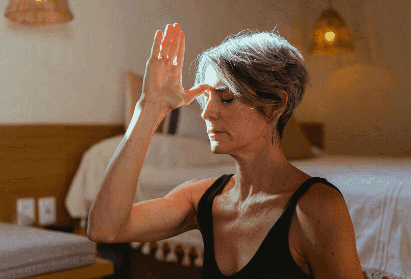 Ages lady doing the yoga