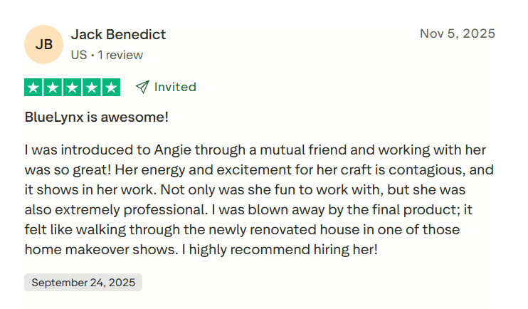 Screenshot of a review on TrustPilot