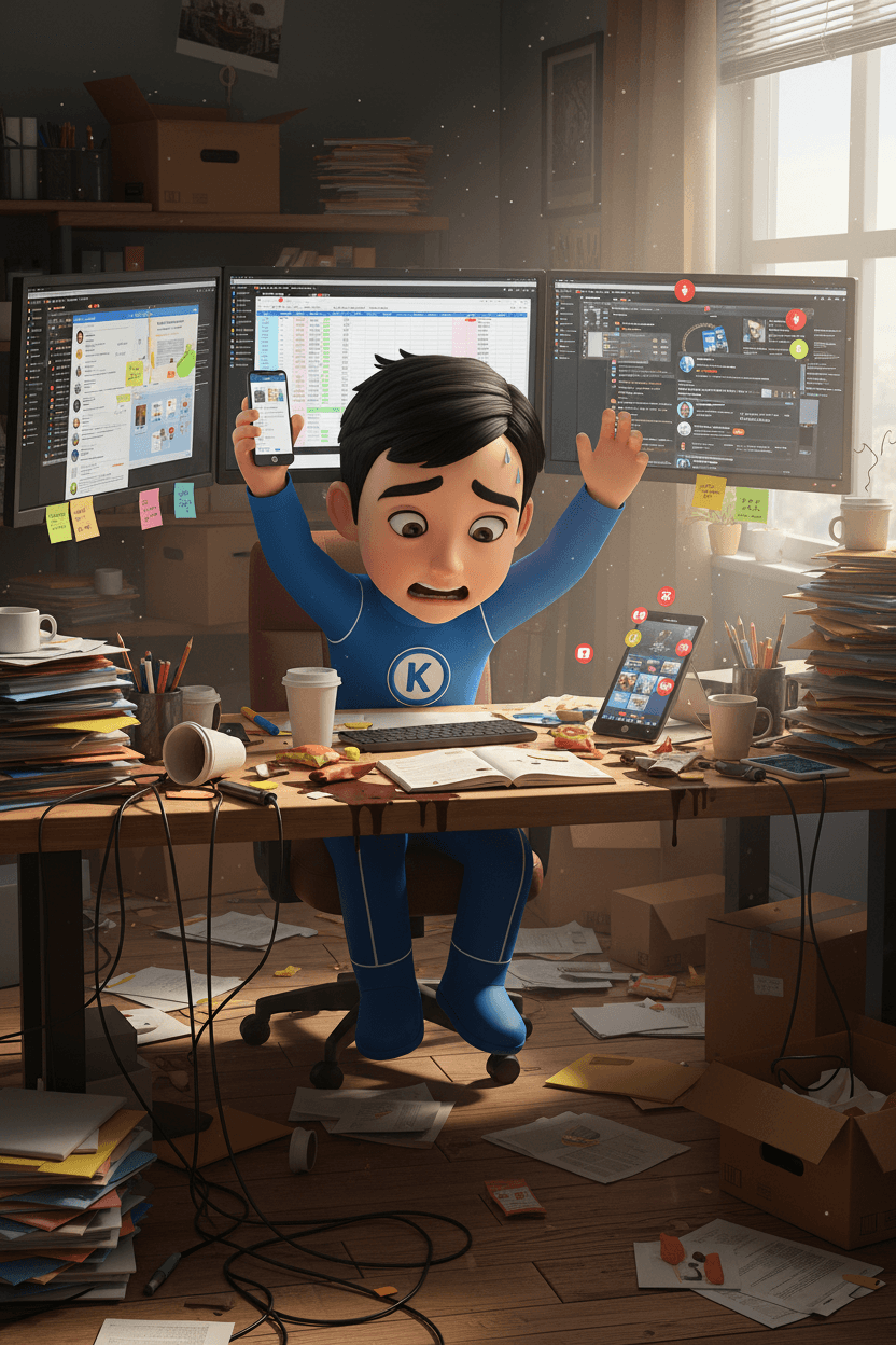 Přetížený podnikatel s množstvím úkolů