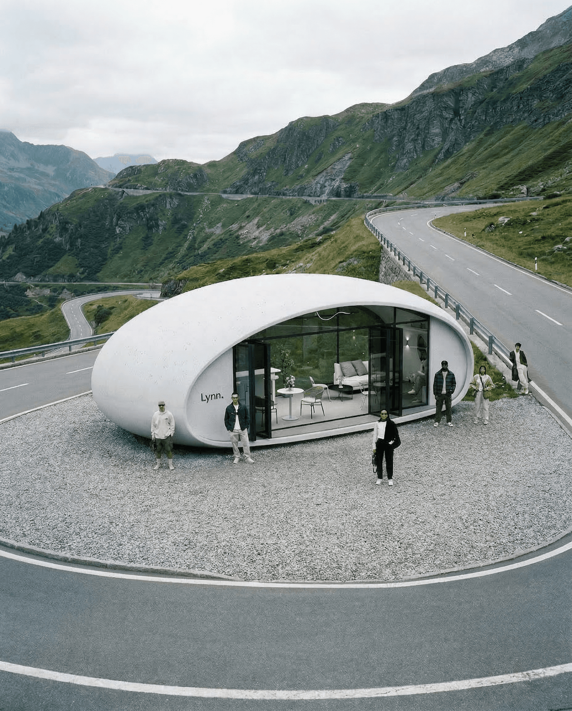 Car in dust and smoke.