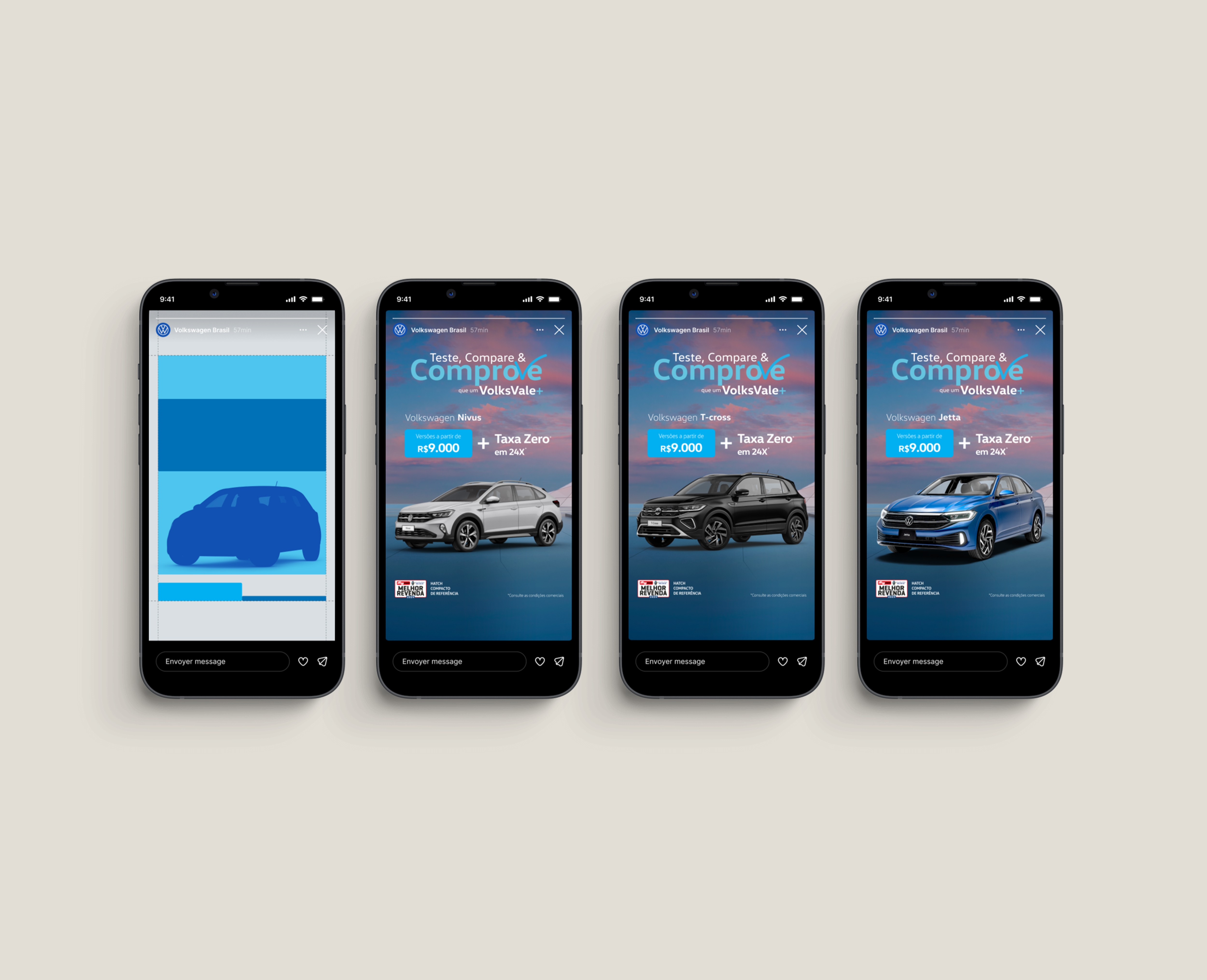 Sandro Rosa - Volkswagen DCO creative variations displayed in a modular design system grid for automated campaign production.