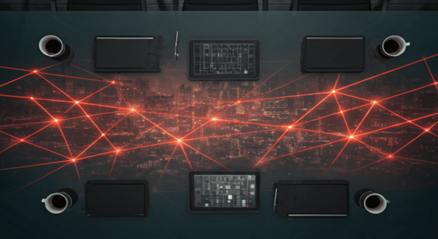 Founder and investor meetup space with red lighting