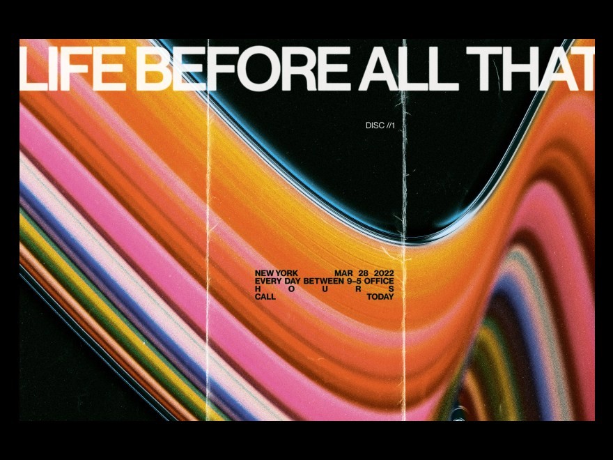 Ethereal saturn ring-like design saying 'life before all that'