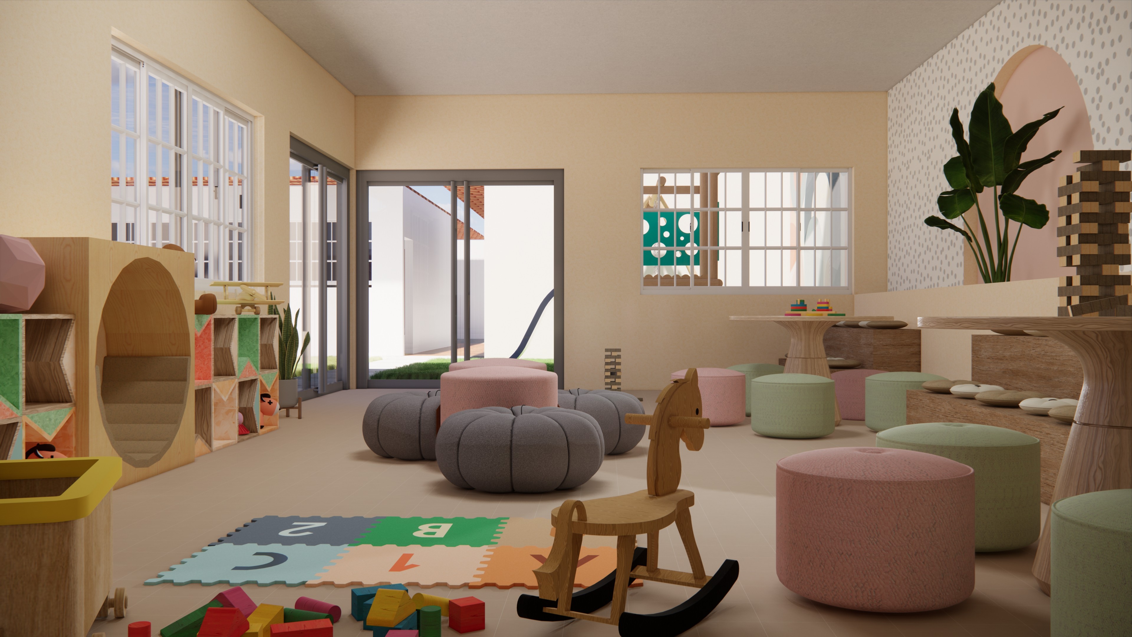 White logo on purple background