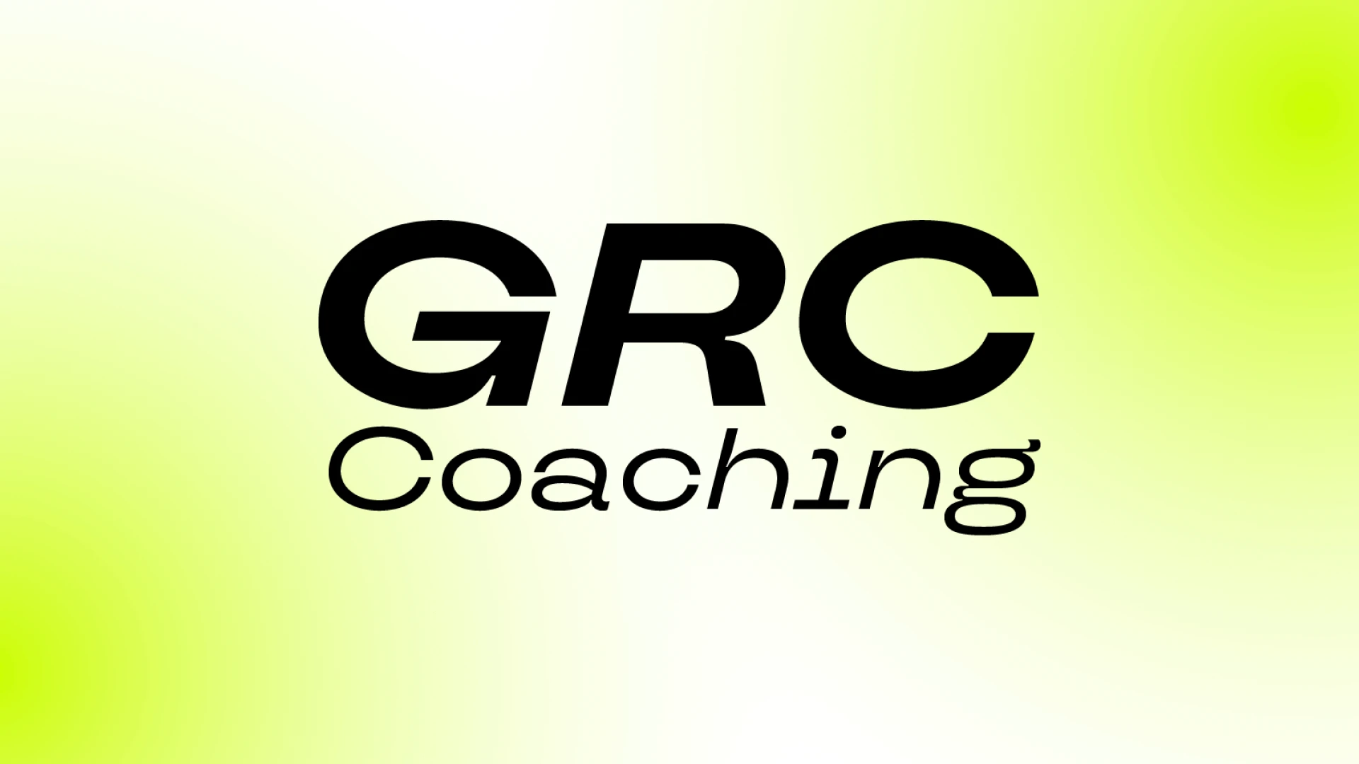 Logo GRC Coaching en format horizontal sur fond dégradé vert — déclinaison de l'identité visuelle pour coach sportif indépendant, Tartelette Concept