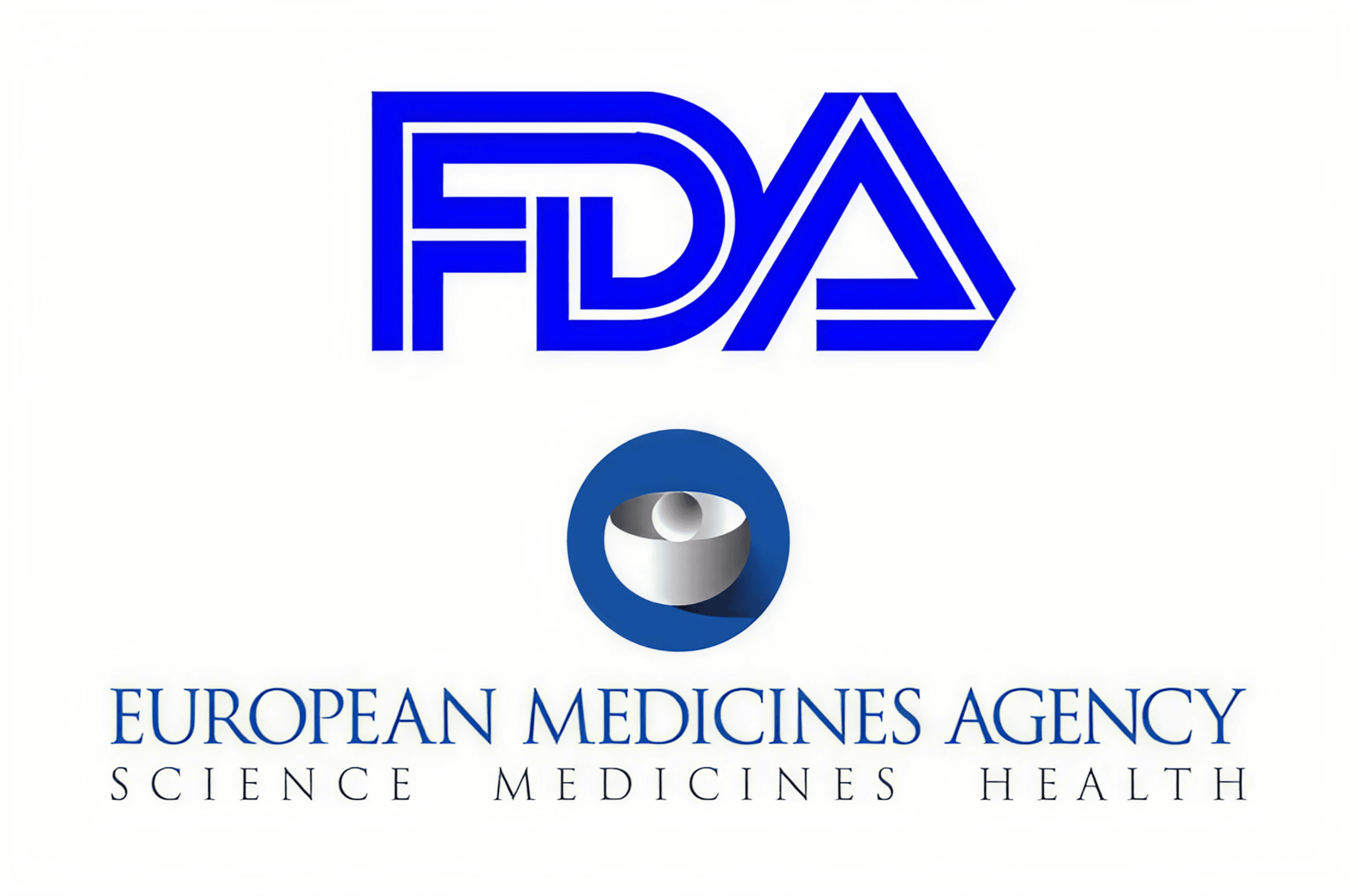 FDA and European Medicines Agency logos representing global drug regulations