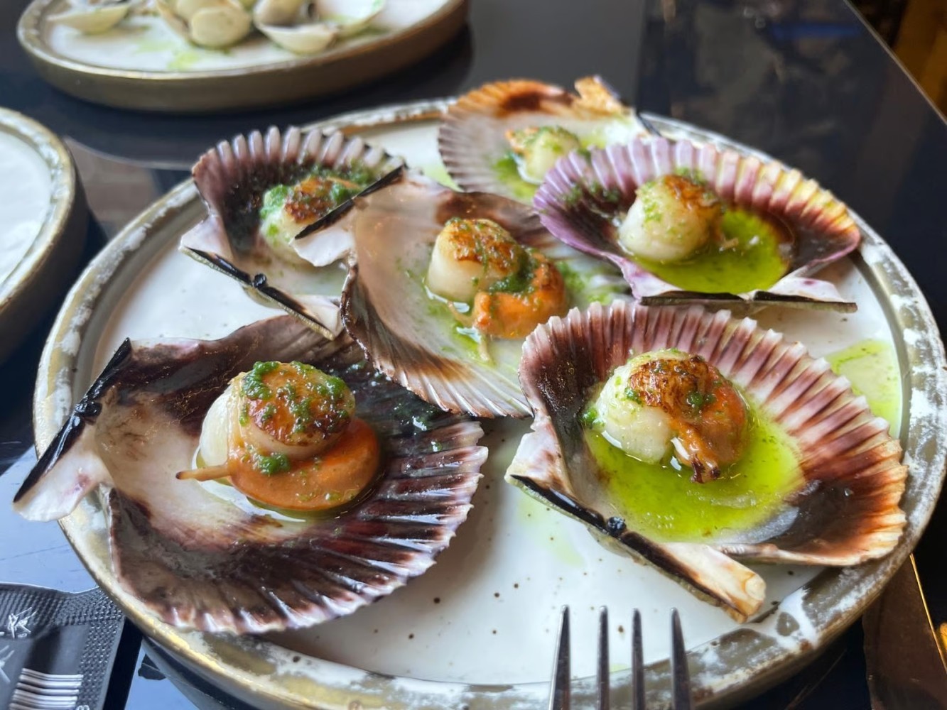 Scallops. Lunch out tapas from my client.