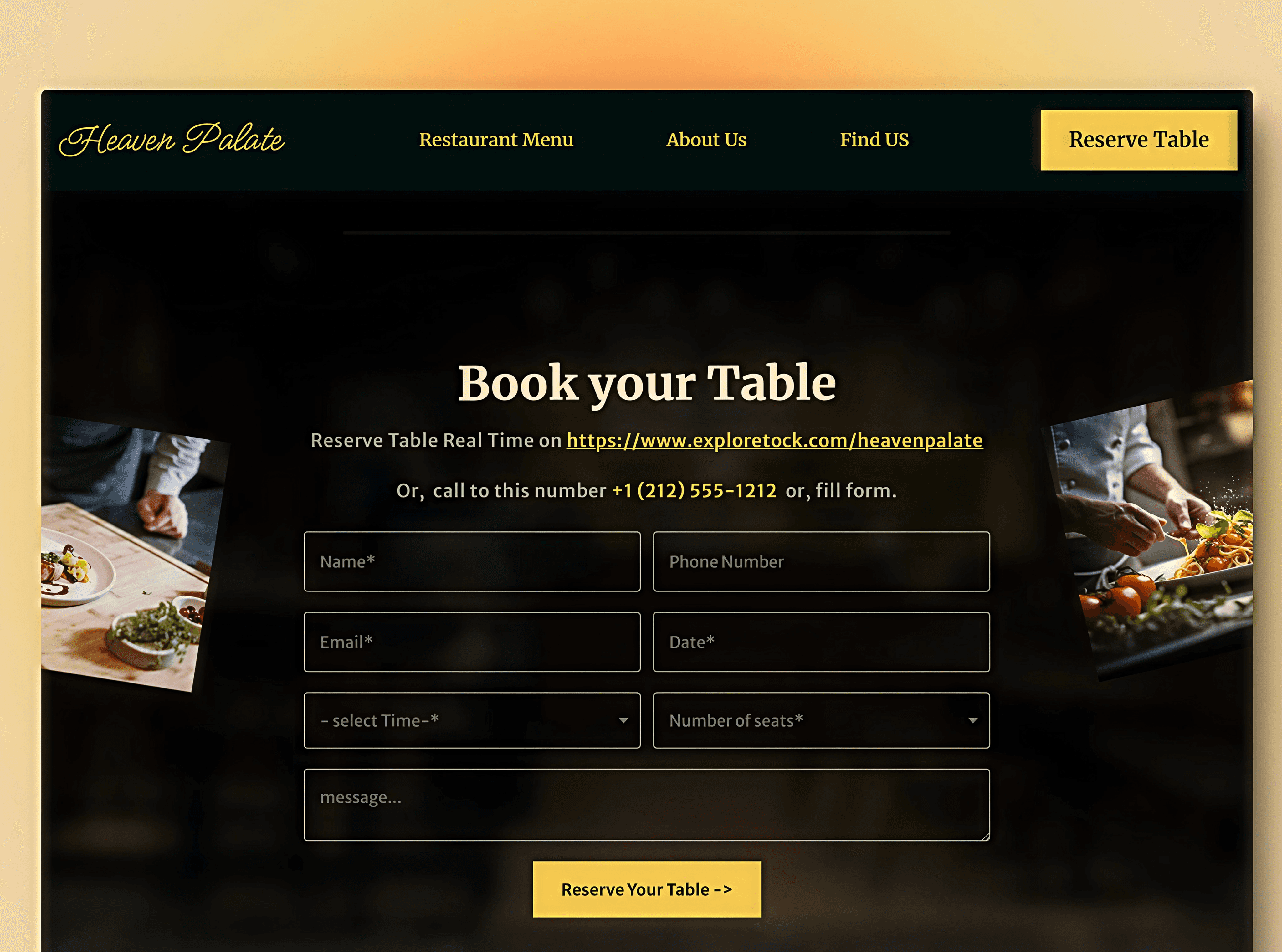 Pagina menù completa, con categorie e piatti presentati in layout a griglia elegante