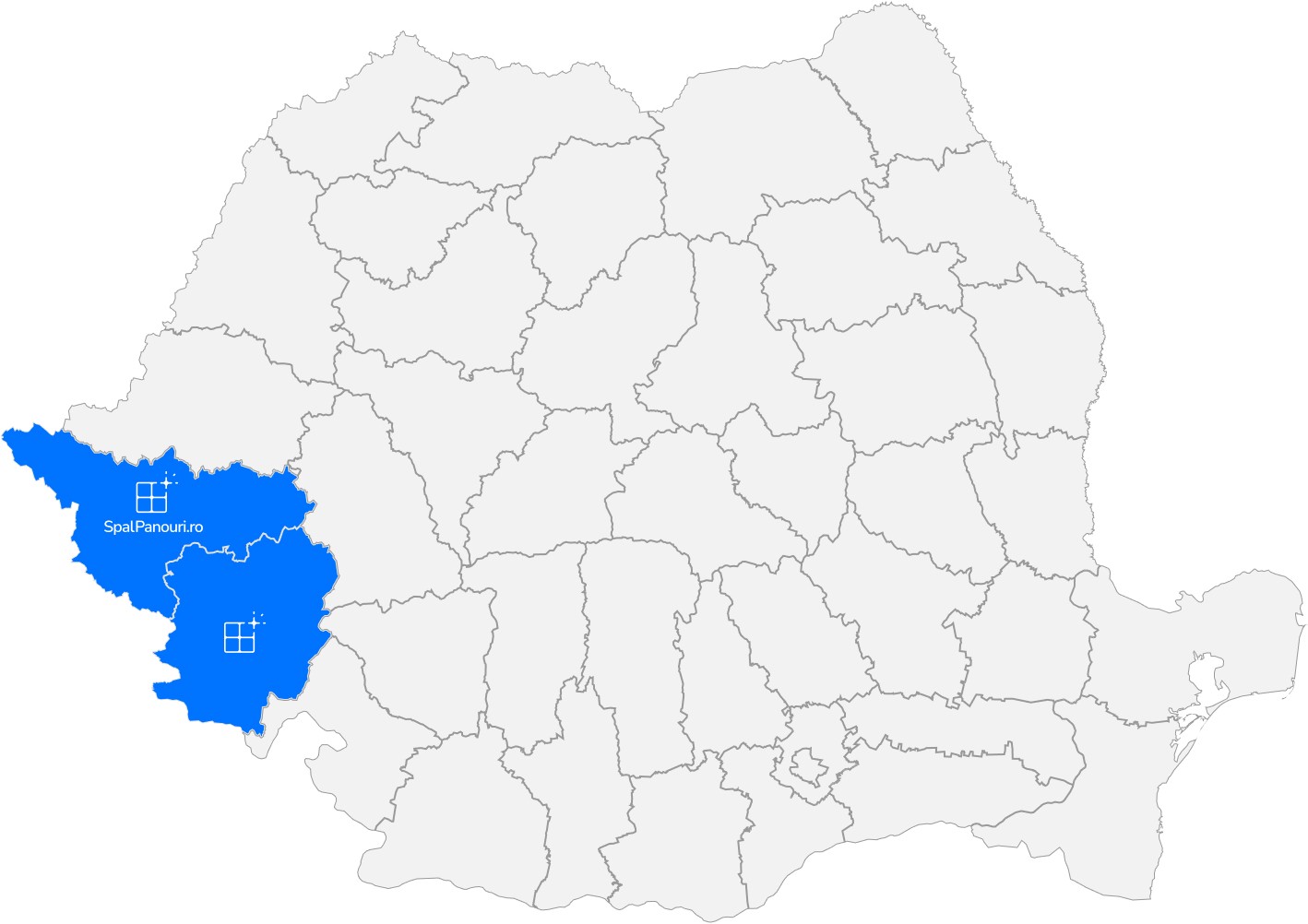 Harta romaniei pe judete, cu marcaj clar al acoperirii zonelor deservite - Dobrogea