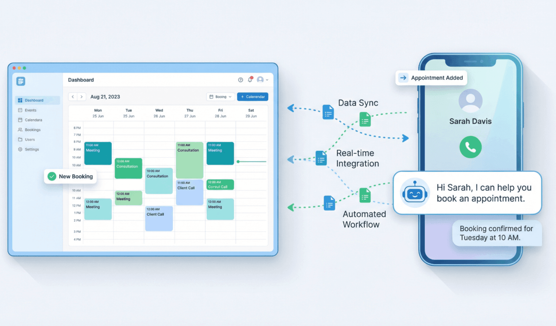 Appointment scheduling app and phone call integration