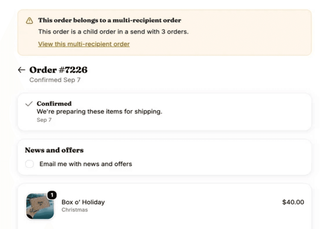 Order history banner screenshot