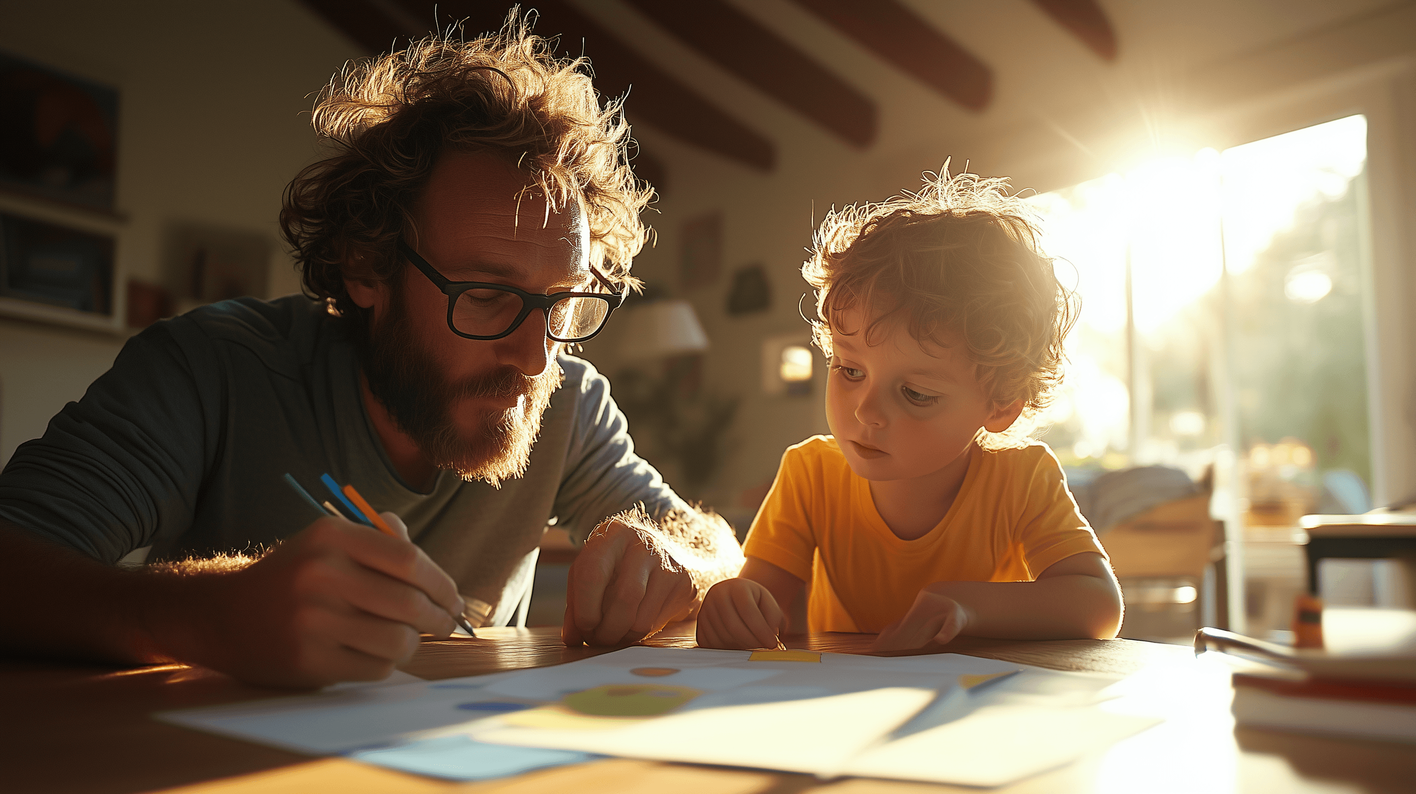 Tutor and child drawing together, showcasing quality nanny and childcare support from United Nannies.