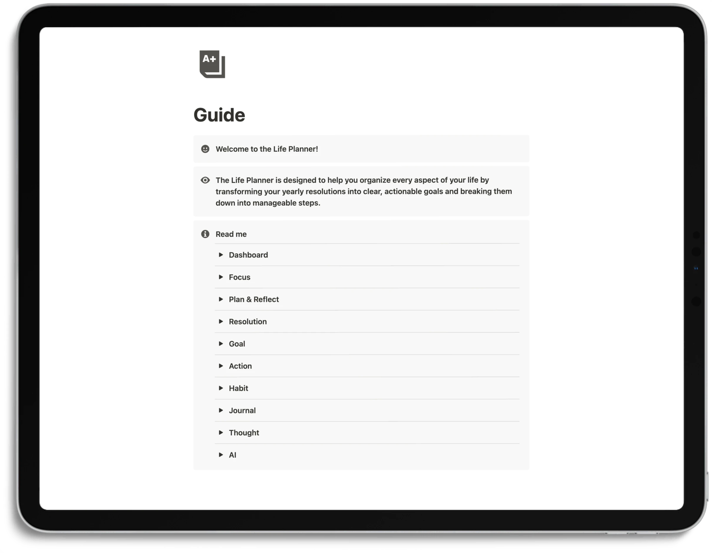 Notion Life Planner - Guide