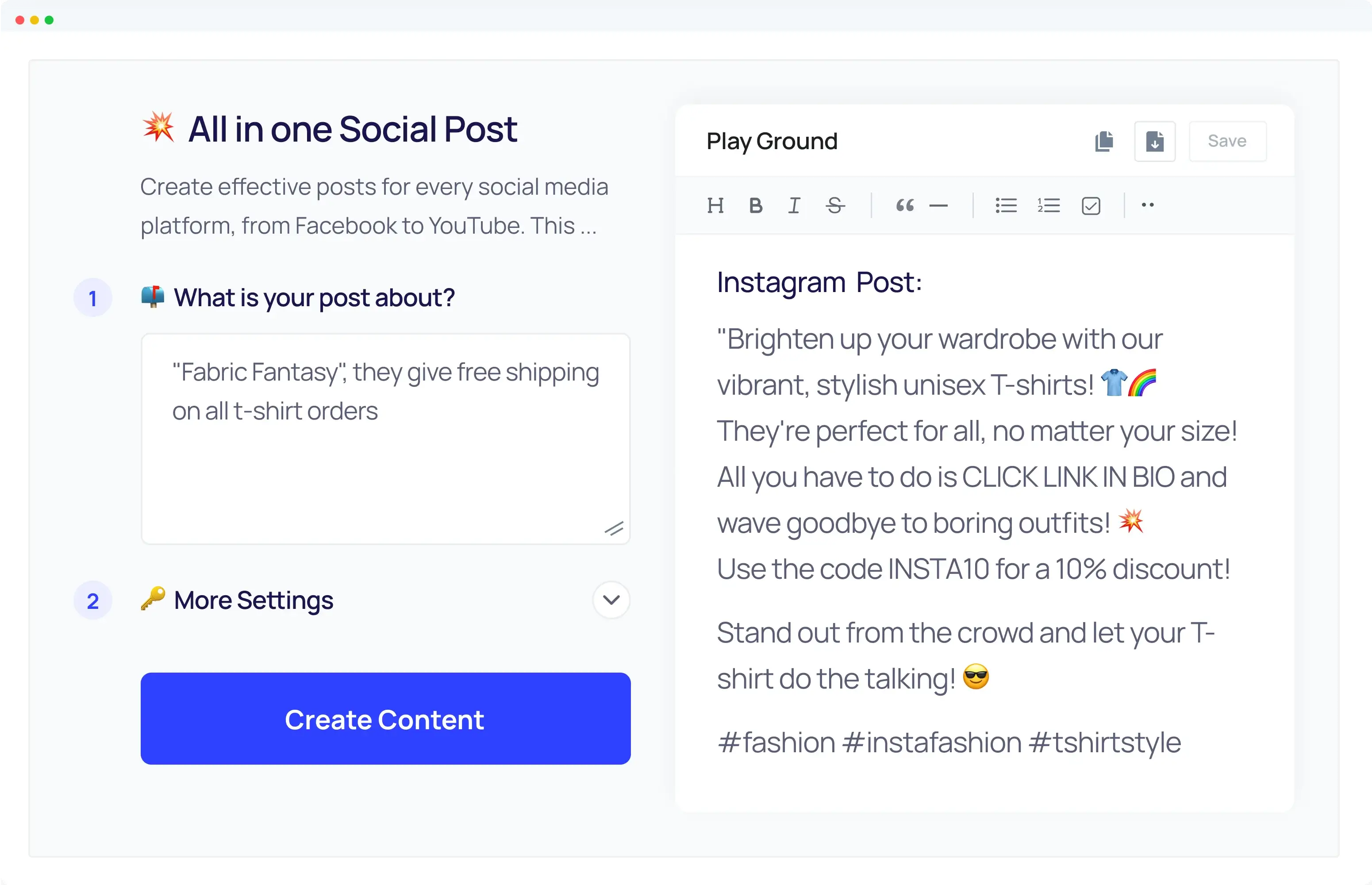 Social Media Post Generator Example - 3