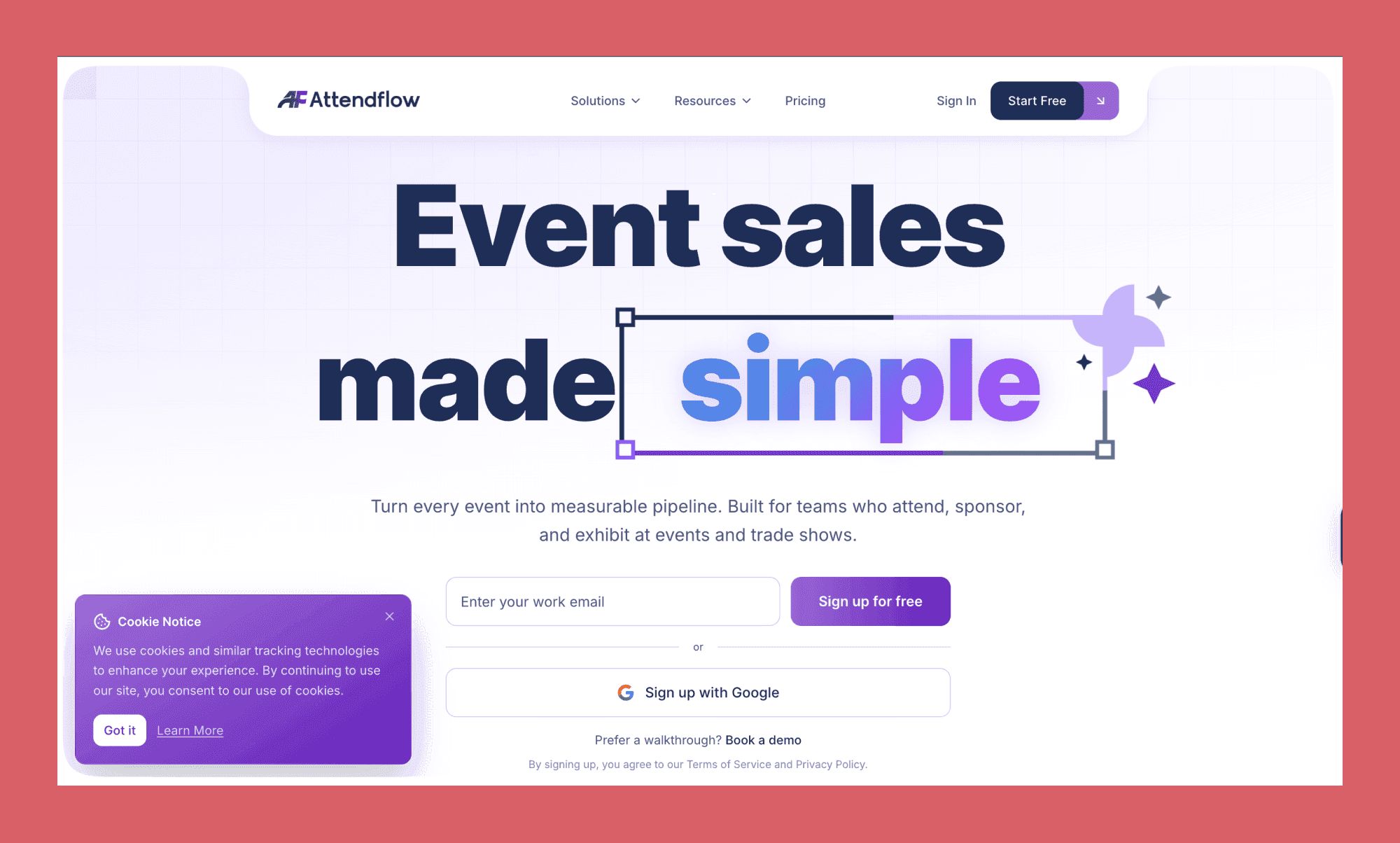 Lovable project example: Event sales platform