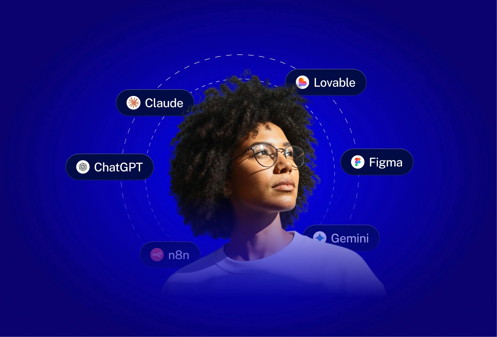 Montagem de logotipos com as marcas ChatGPT, Intercom, Gemini, Claude e outras, em um fundo branco limpo.