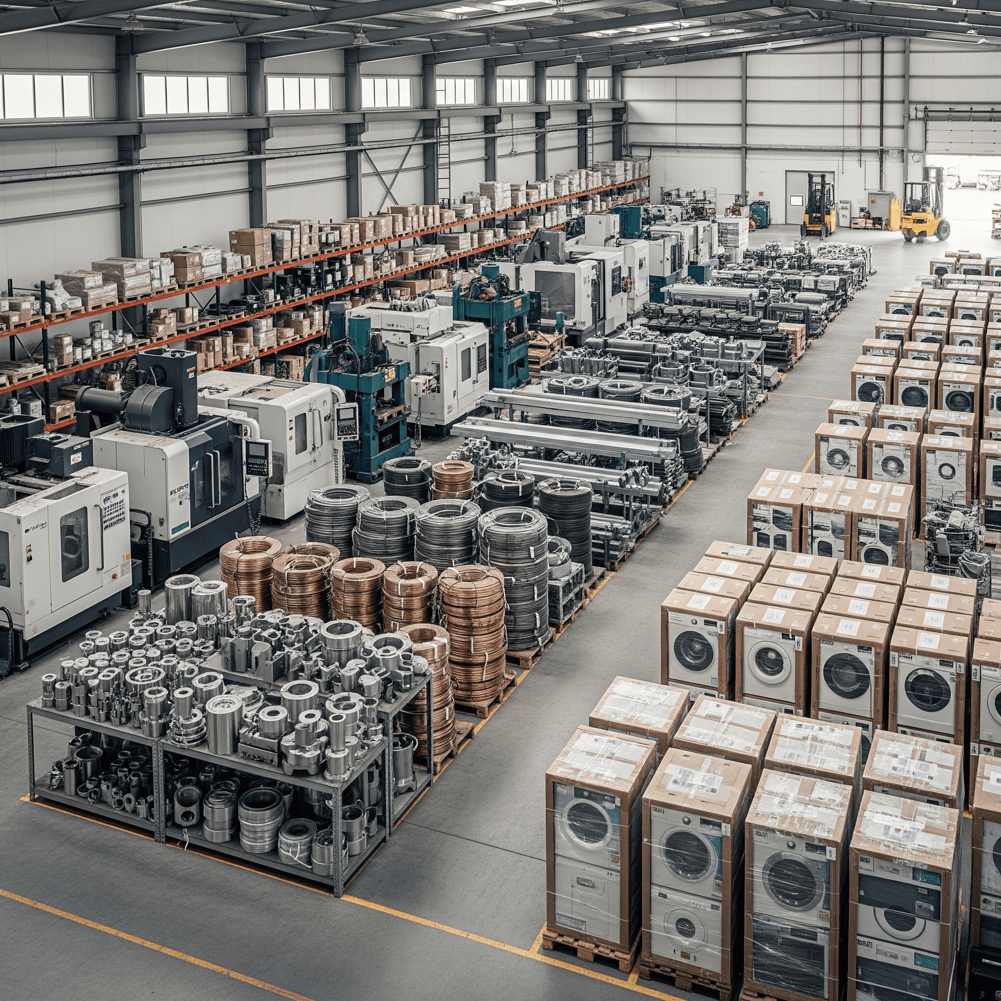 Stocks industriels et électroménagers en entrepôt à Casablanca pour revente